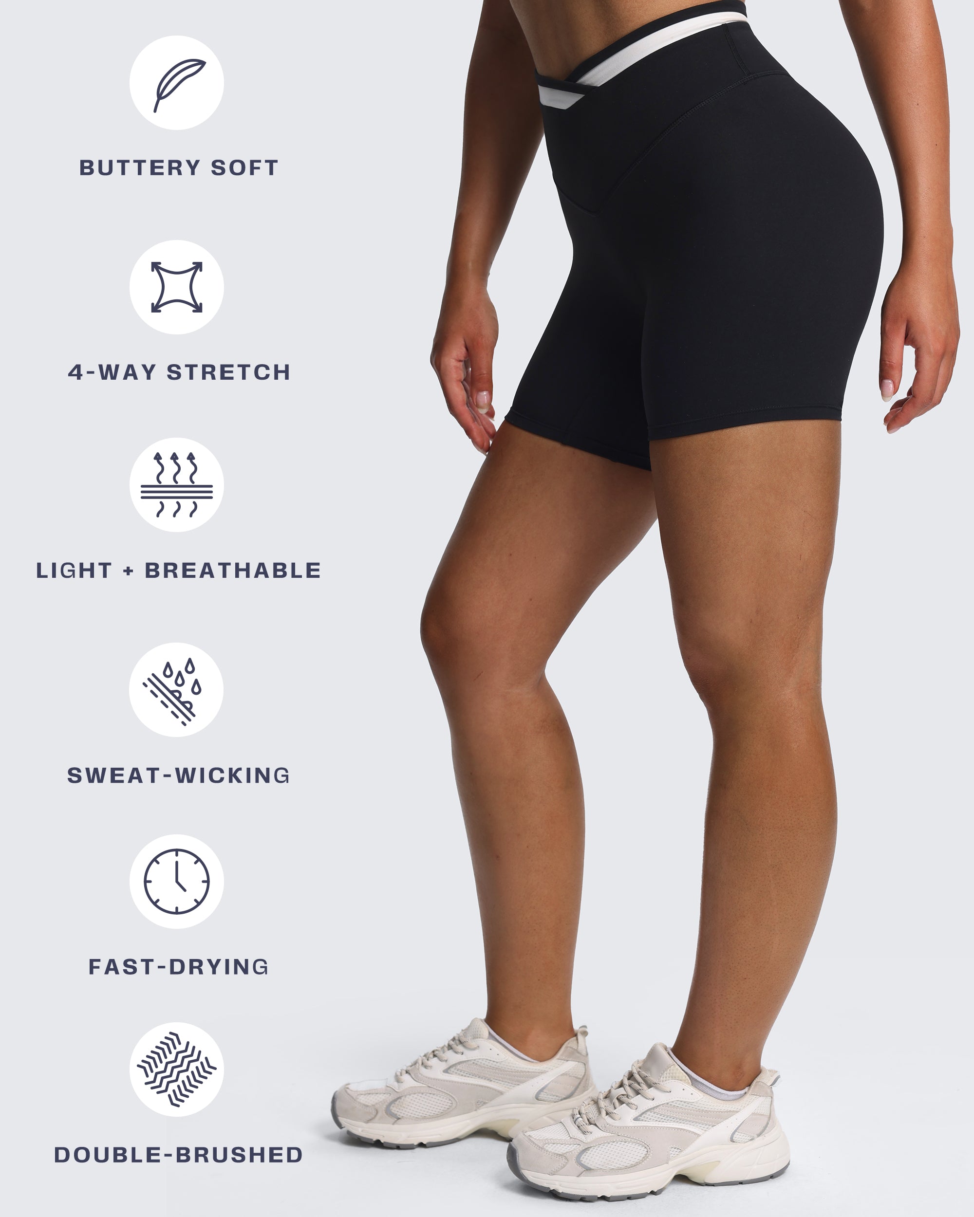 Aoxjox "Velma" Color Block Crosswaist Shorts