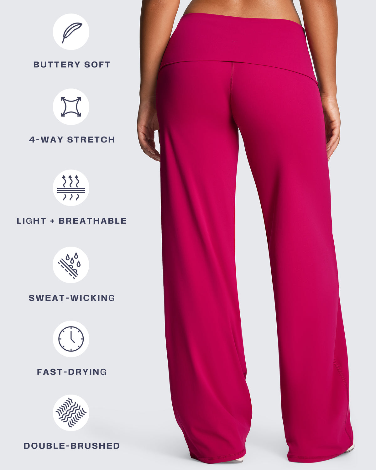 Aoxjox "Athlenza" Fold-Over Wide Leg Bottoms 31"/33"/35"