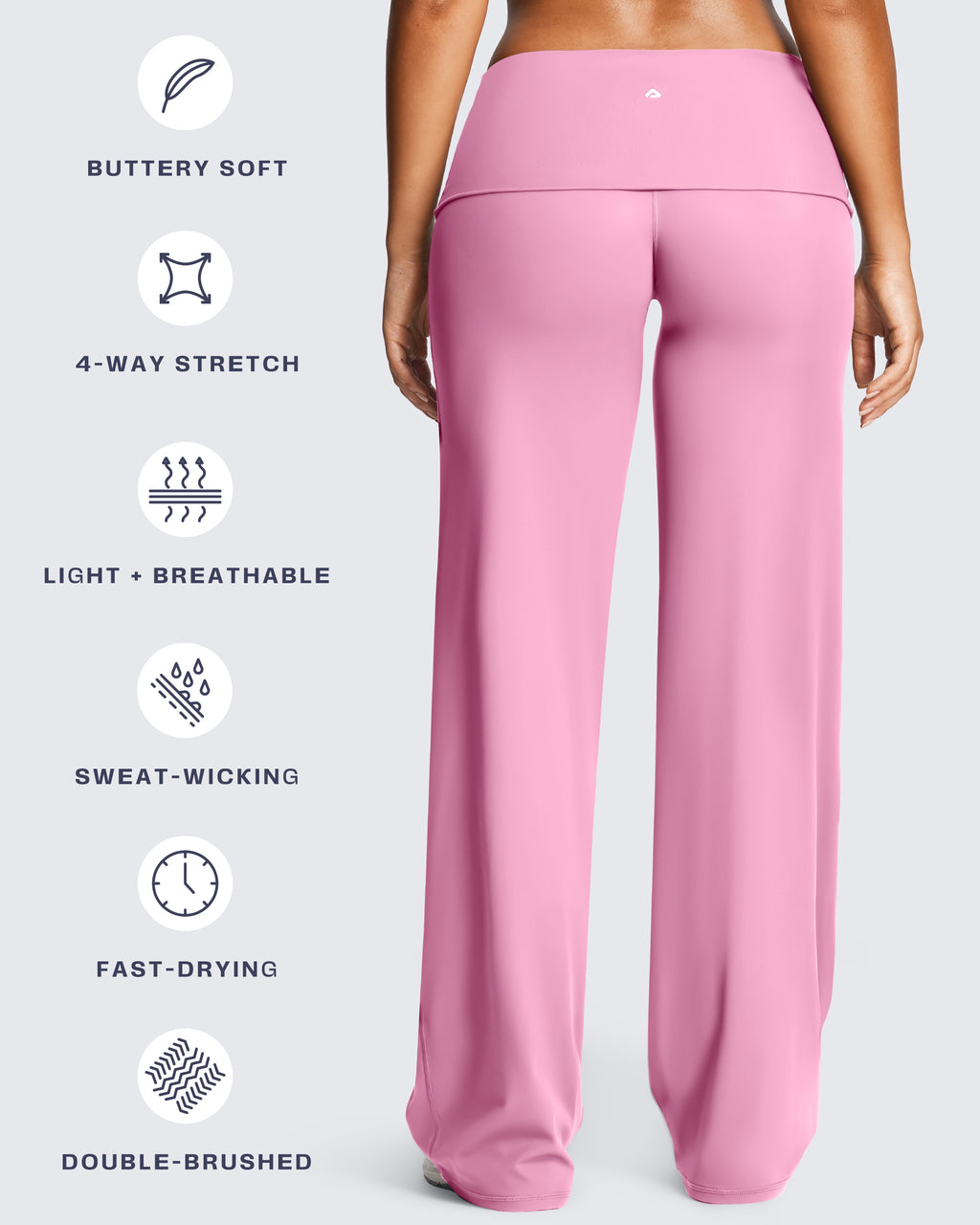 Aoxjox "Athlenza" Fold-Over Wide Leg Bottoms 31"/33"/35"