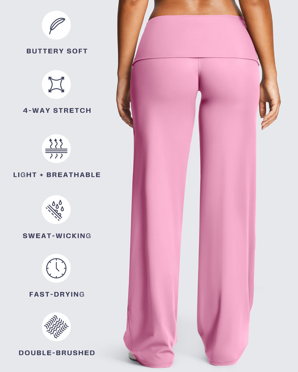 Aoxjox "Athlenza" Fold-Over Wide Leg Bottoms 31"/33"/35"