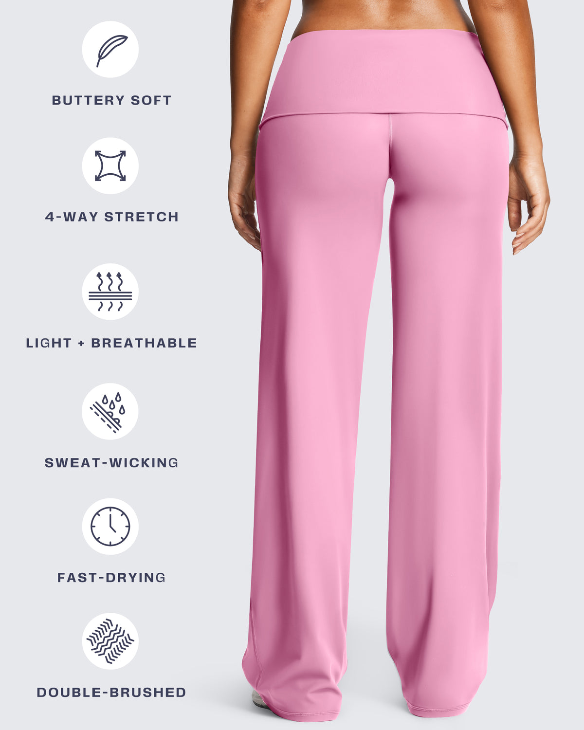 Aoxjox "Athlenza" Fold-Over Wide Leg Bottoms 31"/33"/35"