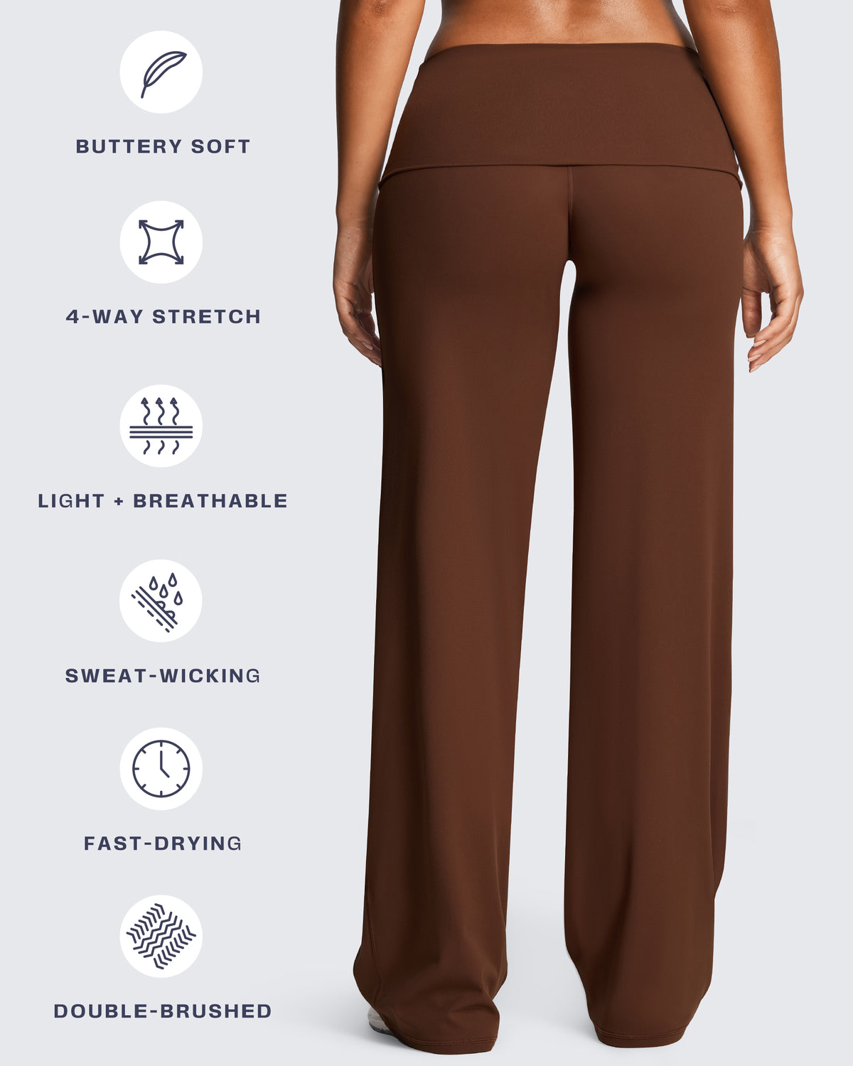 Aoxjox "Athlenza" Fold-Over Wide Leg Bottoms 31"/33"/35"