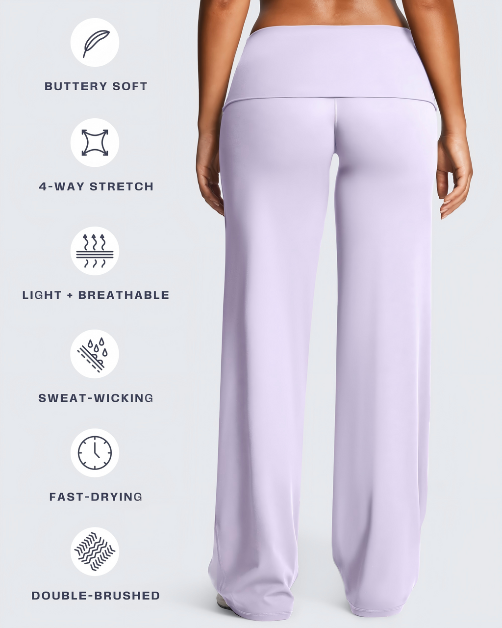 Aoxjox "Athlenza" Fold-Over Wide Leg Bottoms 31"/33"/35"