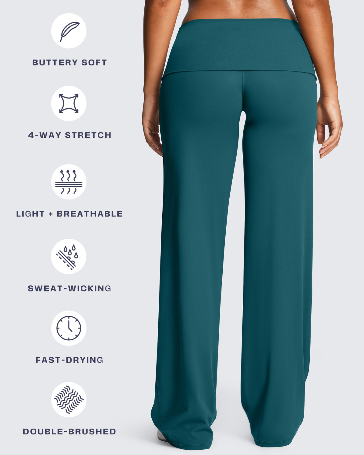 Aoxjox "Athlenza" Fold-Over Wide Leg Bottoms 31"/33"/35"
