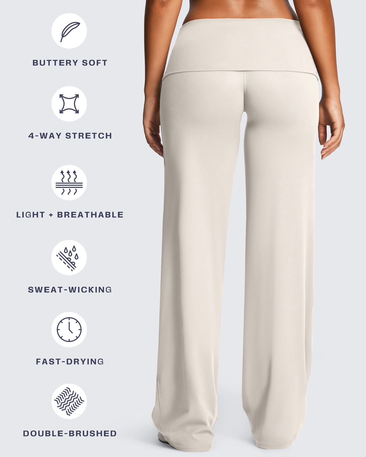 Aoxjox "Athlenza" Fold-Over Wide Leg Bottoms 31"/33"/35"