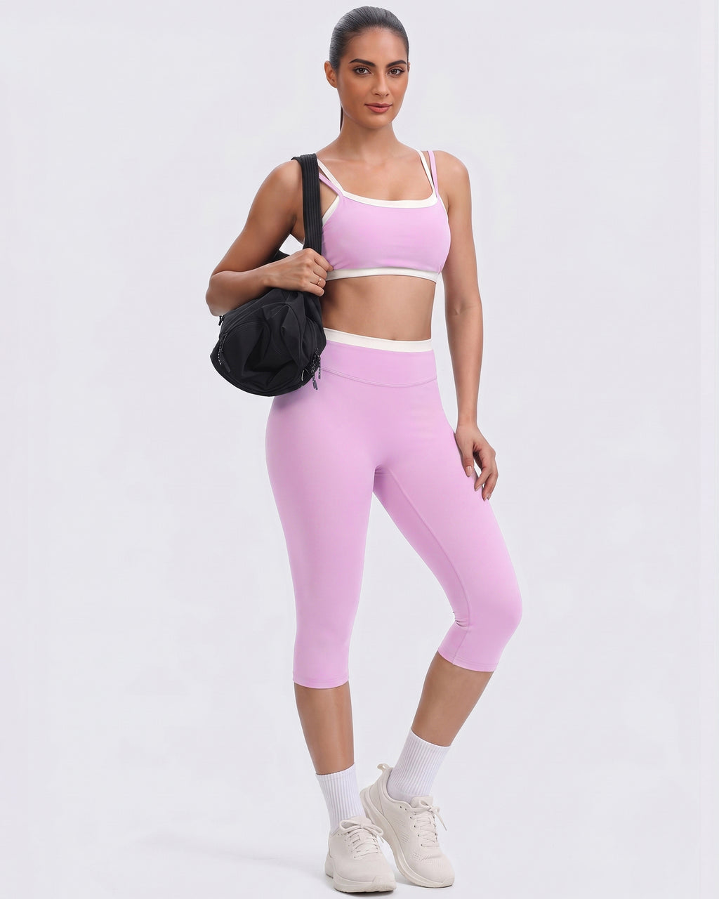 Aoxjox "Dual Core" 17" Capri Layered Waist Leggings