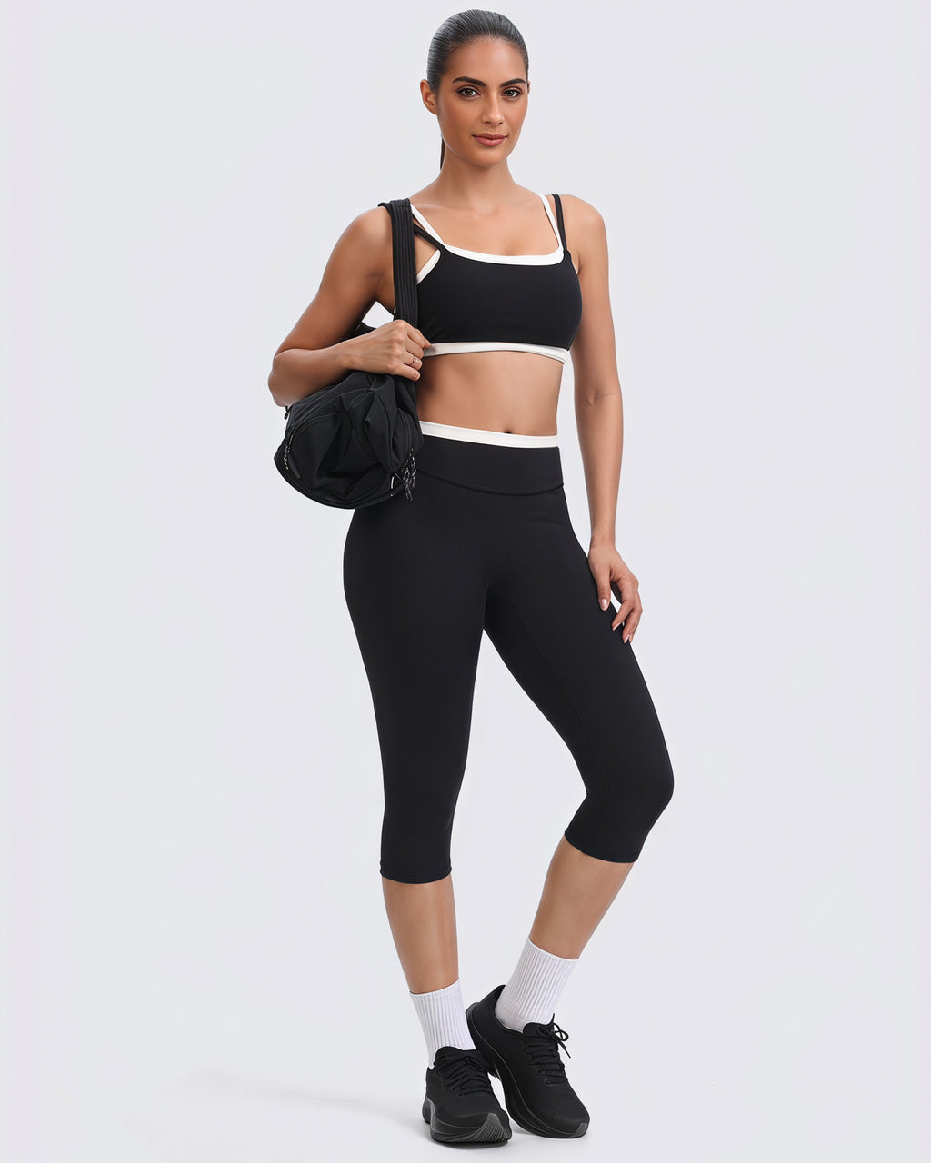 Aoxjox "Dual Core" 17" Capri Layered Waist Leggings