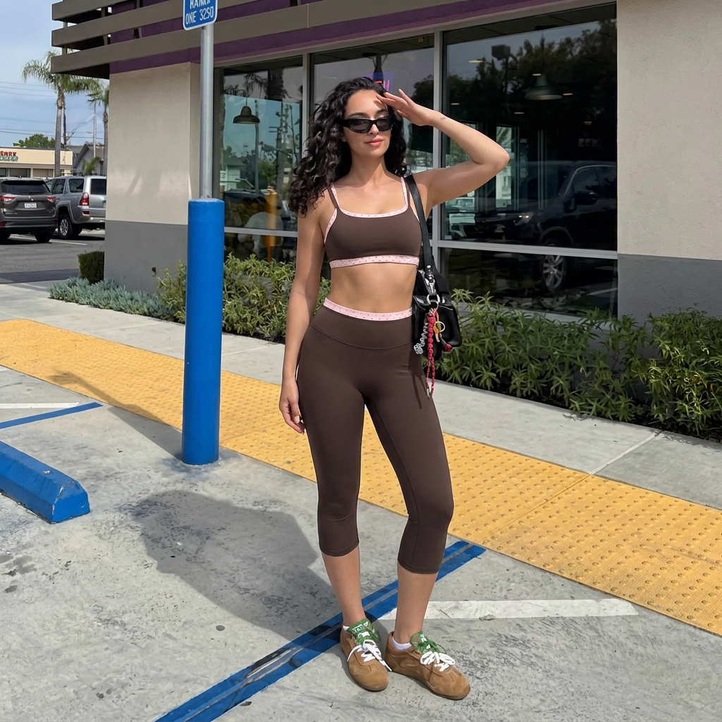Aoxjox "Dual Core" Capri Layered Waist Leggings  17"