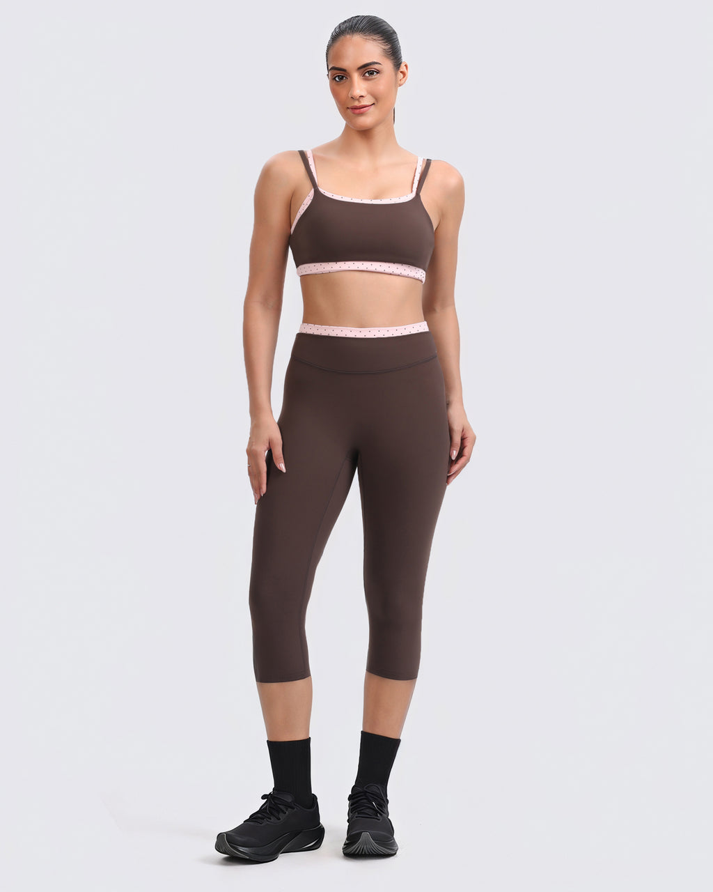 Aoxjox "Dual Core" Capri Layered Waist Leggings  17"