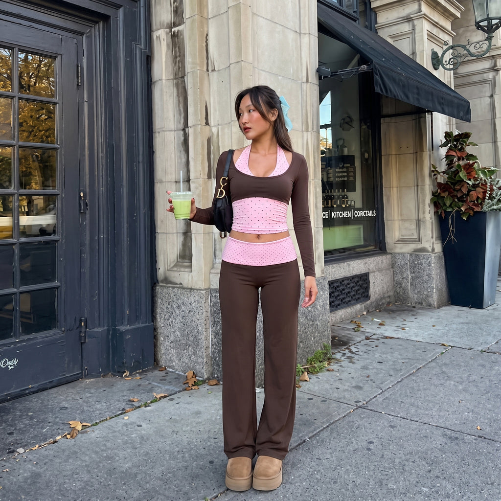 Aoxjox "Dual Core" Fold Over Waist Yoga Pants 31''/33''/35''