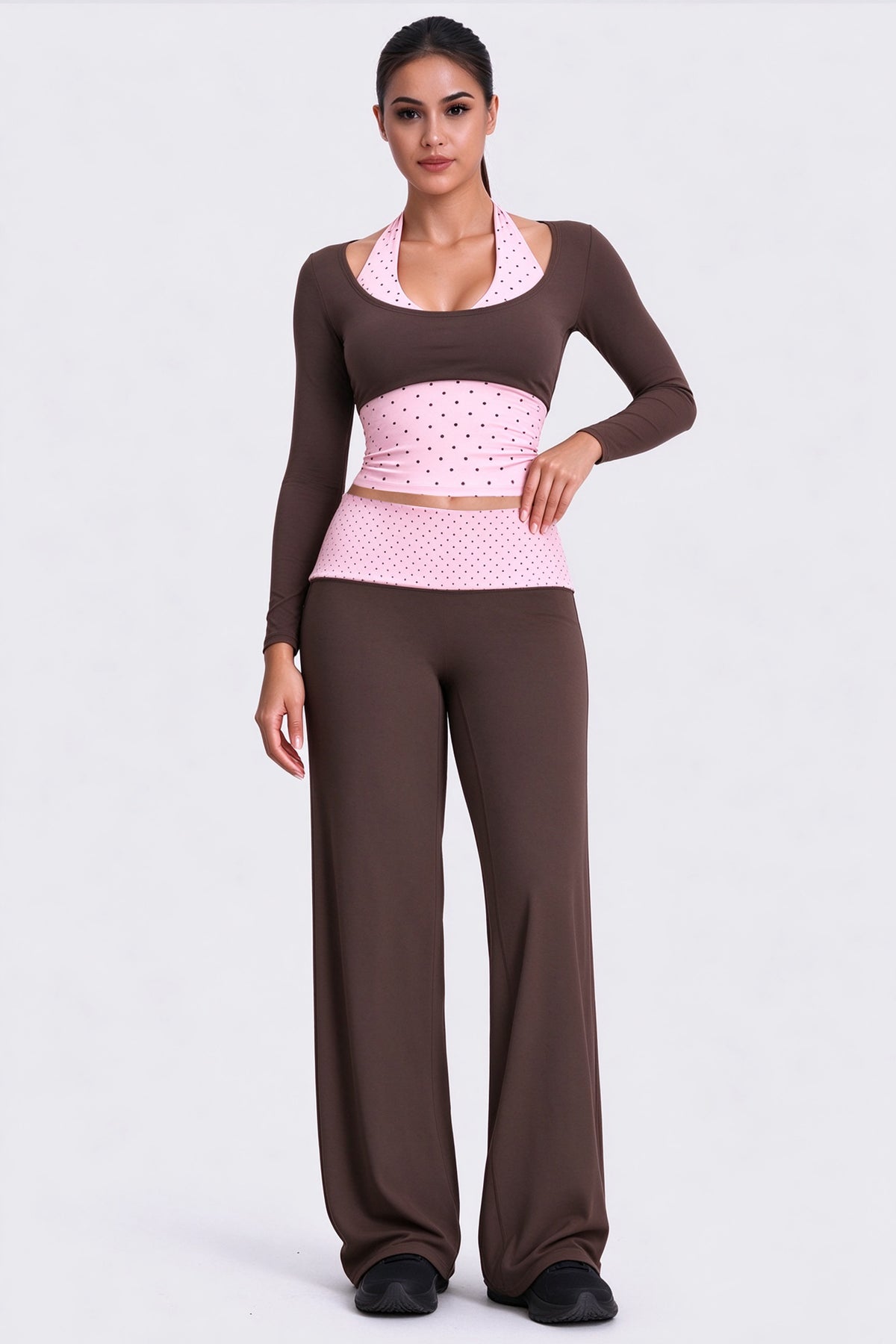 Aoxjox "Dual Core" Fold Over Waist Yoga Pants 31''/33''/35''