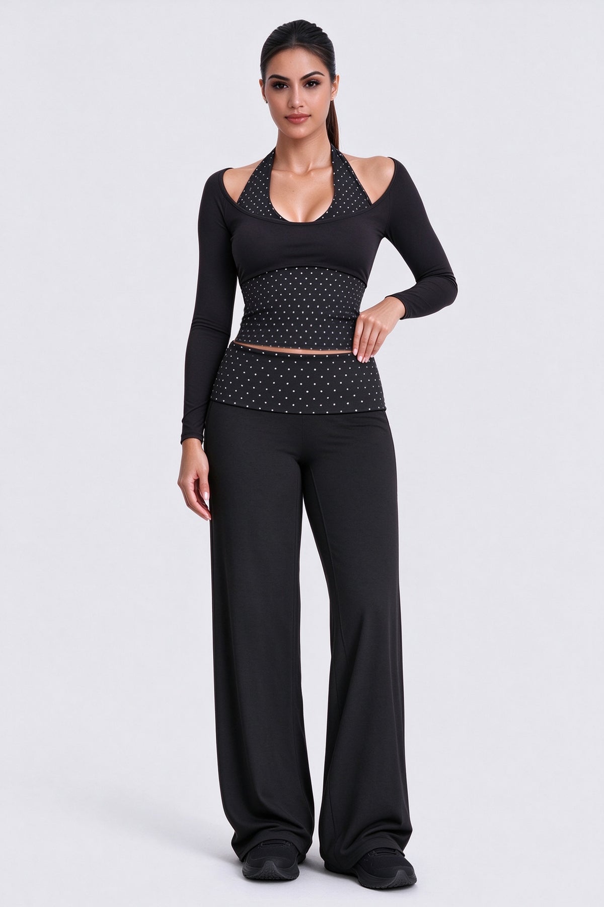 Aoxjox "Dual Core" Fold Over Waist Yoga Pants 31''/33''/35''
