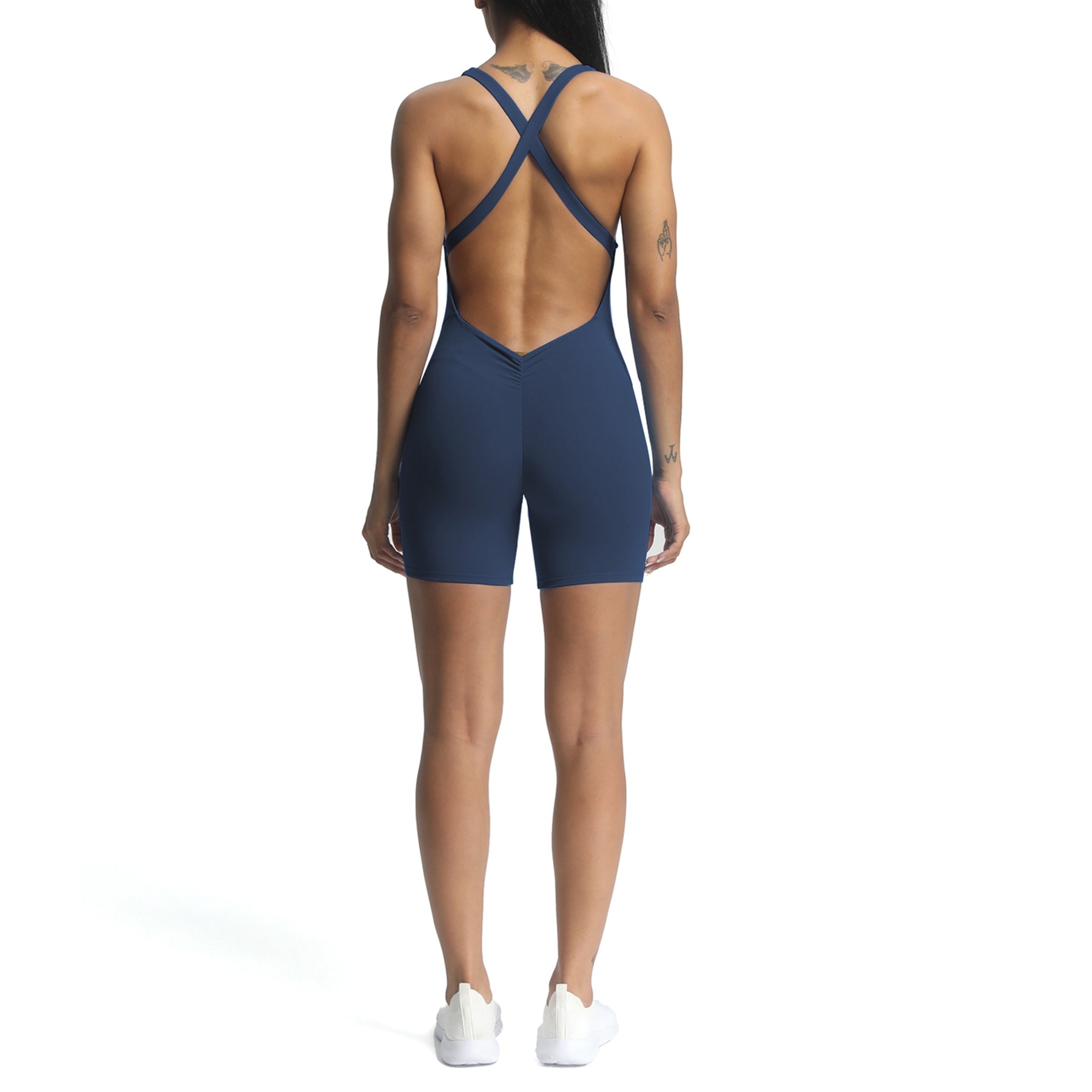 Aoxjox "Brooke"  Open Back Shorts Bodysuit