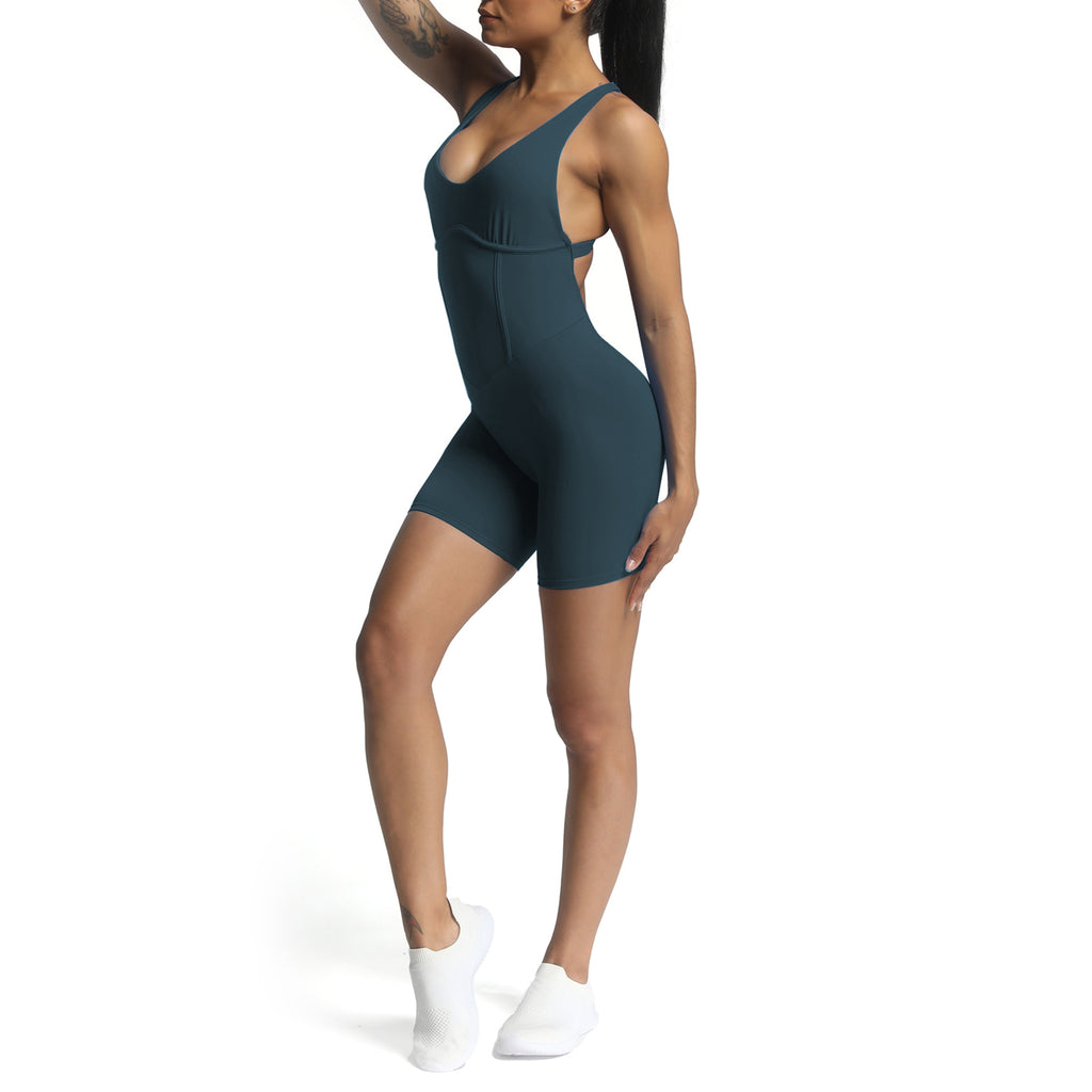 Aoxjox "Brooke"  Open Back Shorts Bodysuit