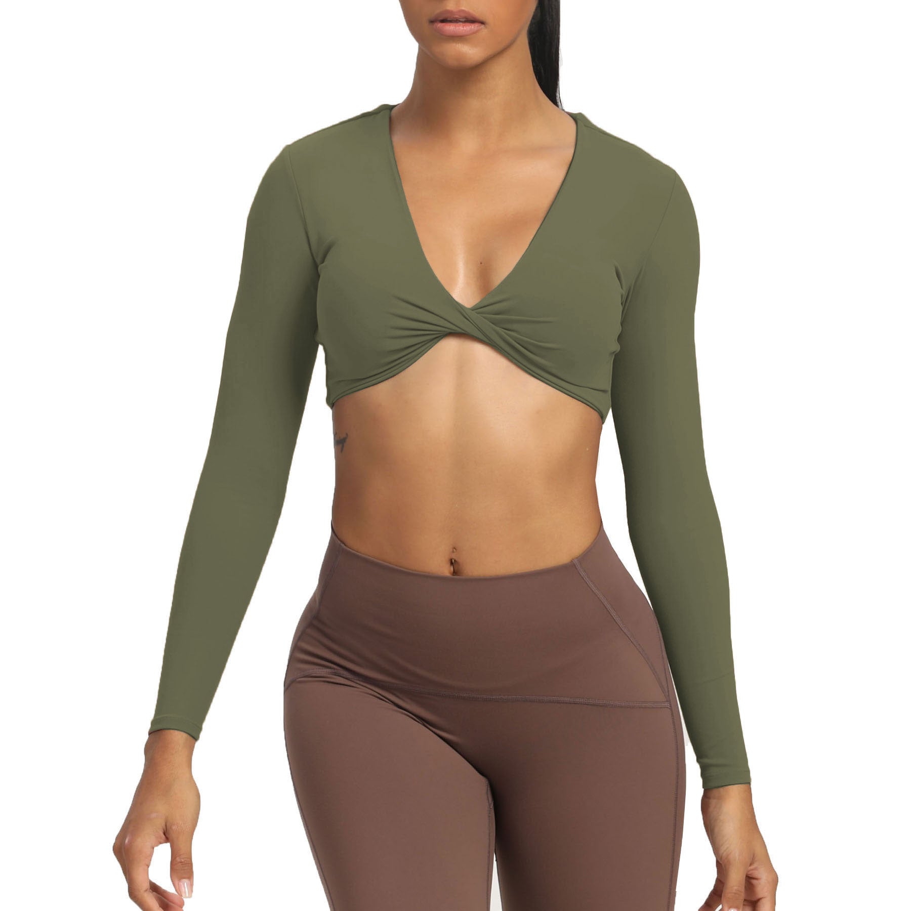 Aoxjox Deep V long-sleeved top