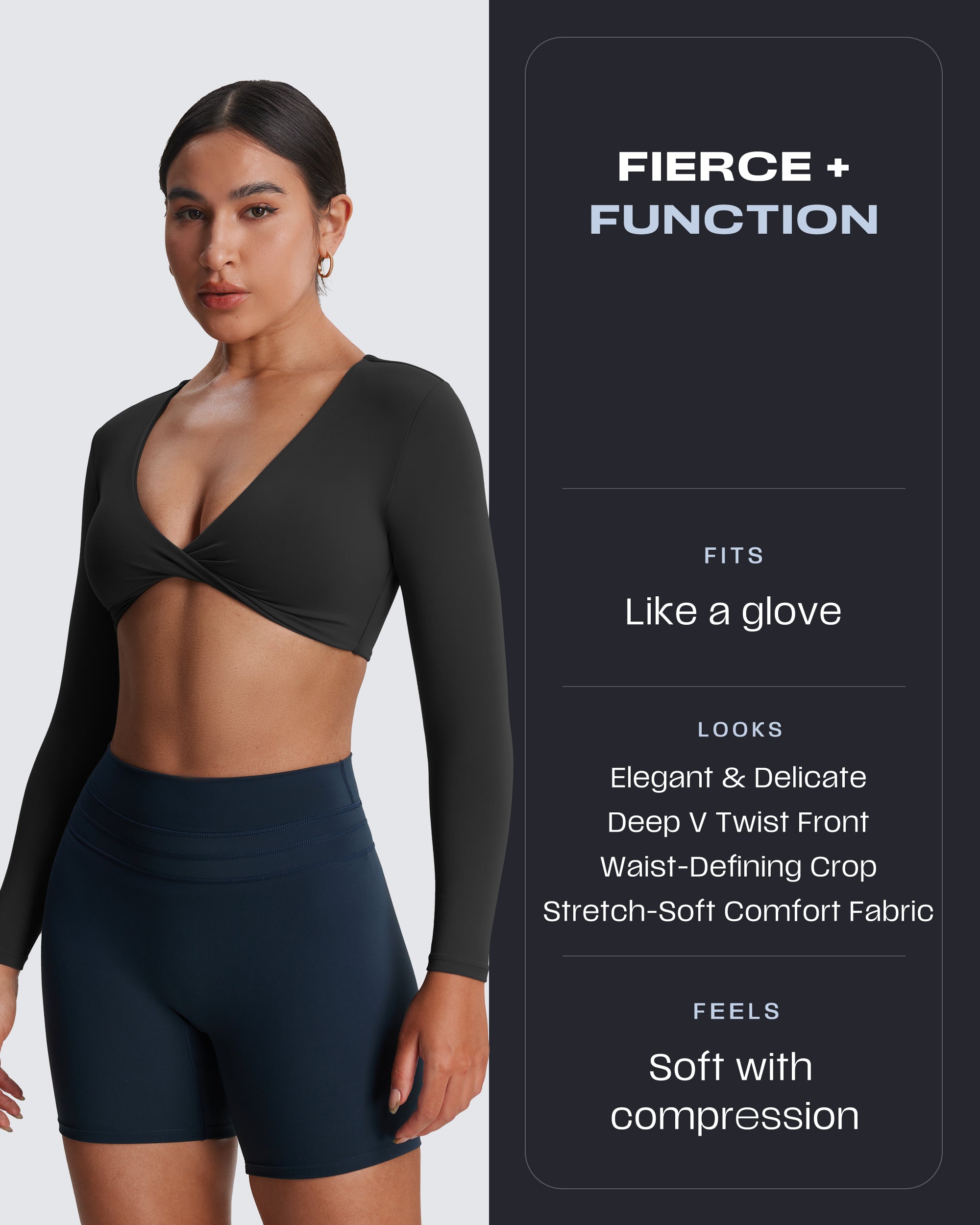 Aoxjox Deep V long-sleeved top