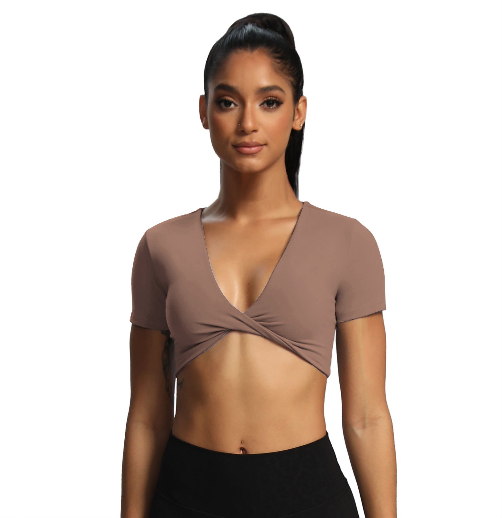 Aoxjox "Deep V Short Sleeve" Crop