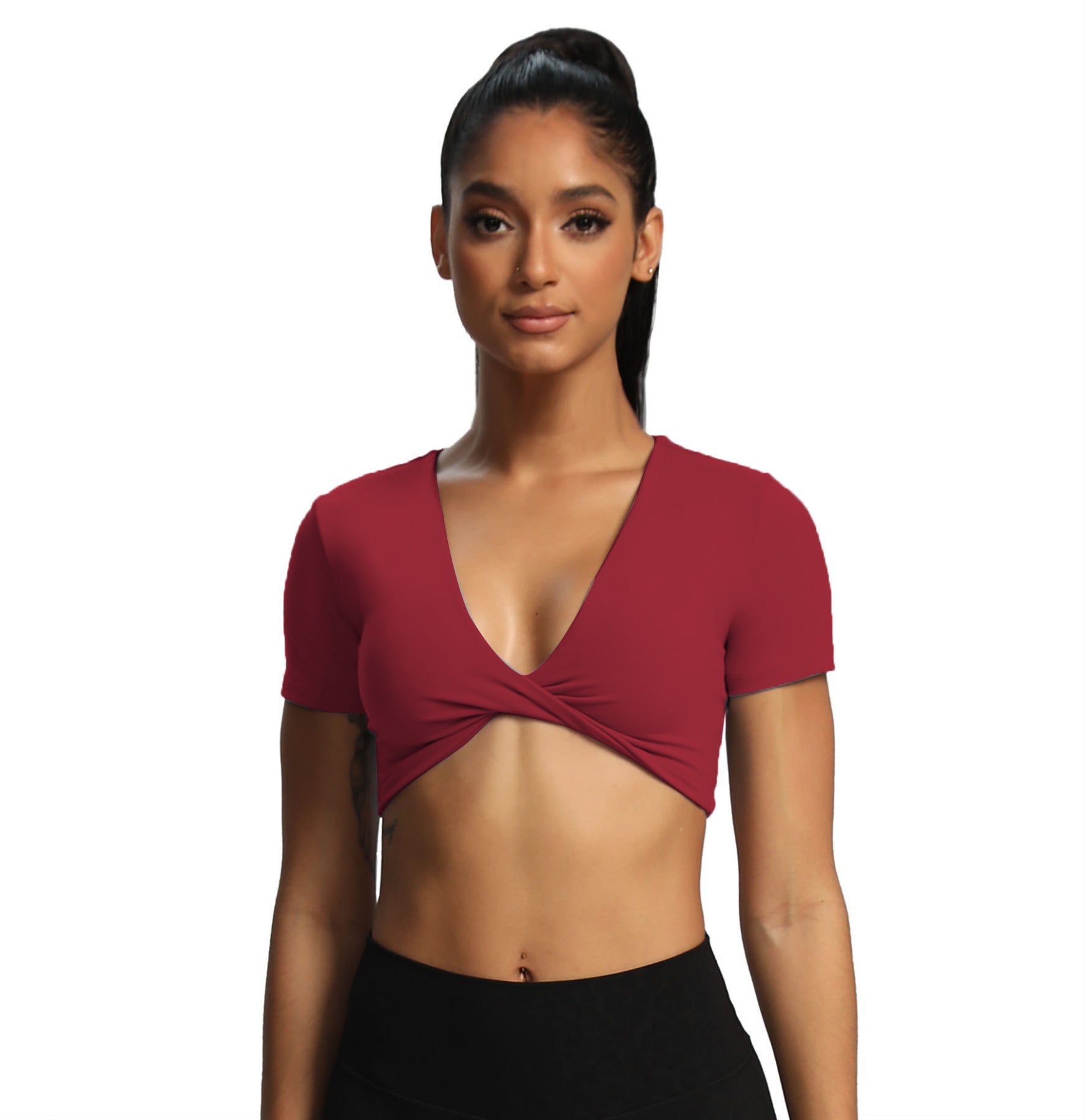 Aoxjox "Deep V Short Sleeve" Crop
