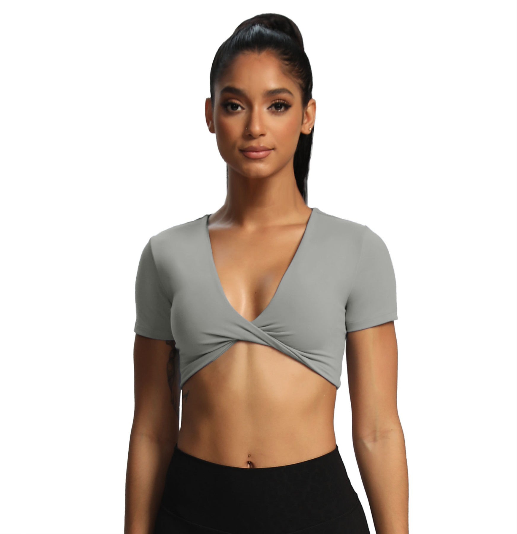 Aoxjox "Deep V Short Sleeve" Crop