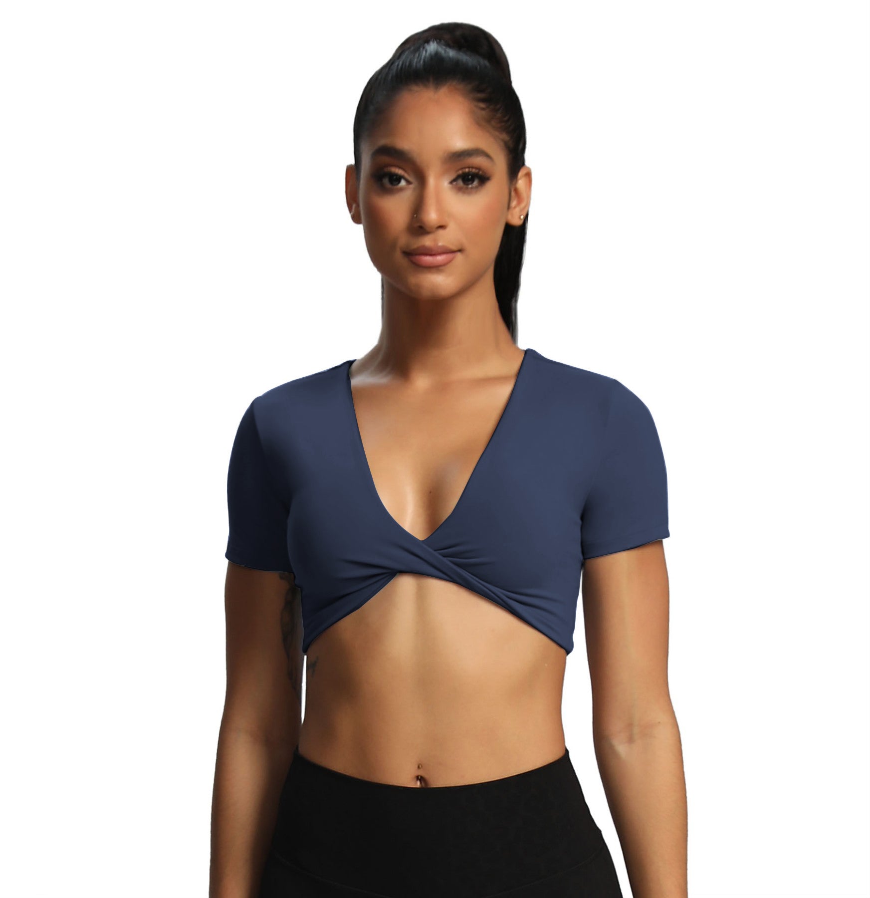Aoxjox "Deep V Short Sleeve" Crop