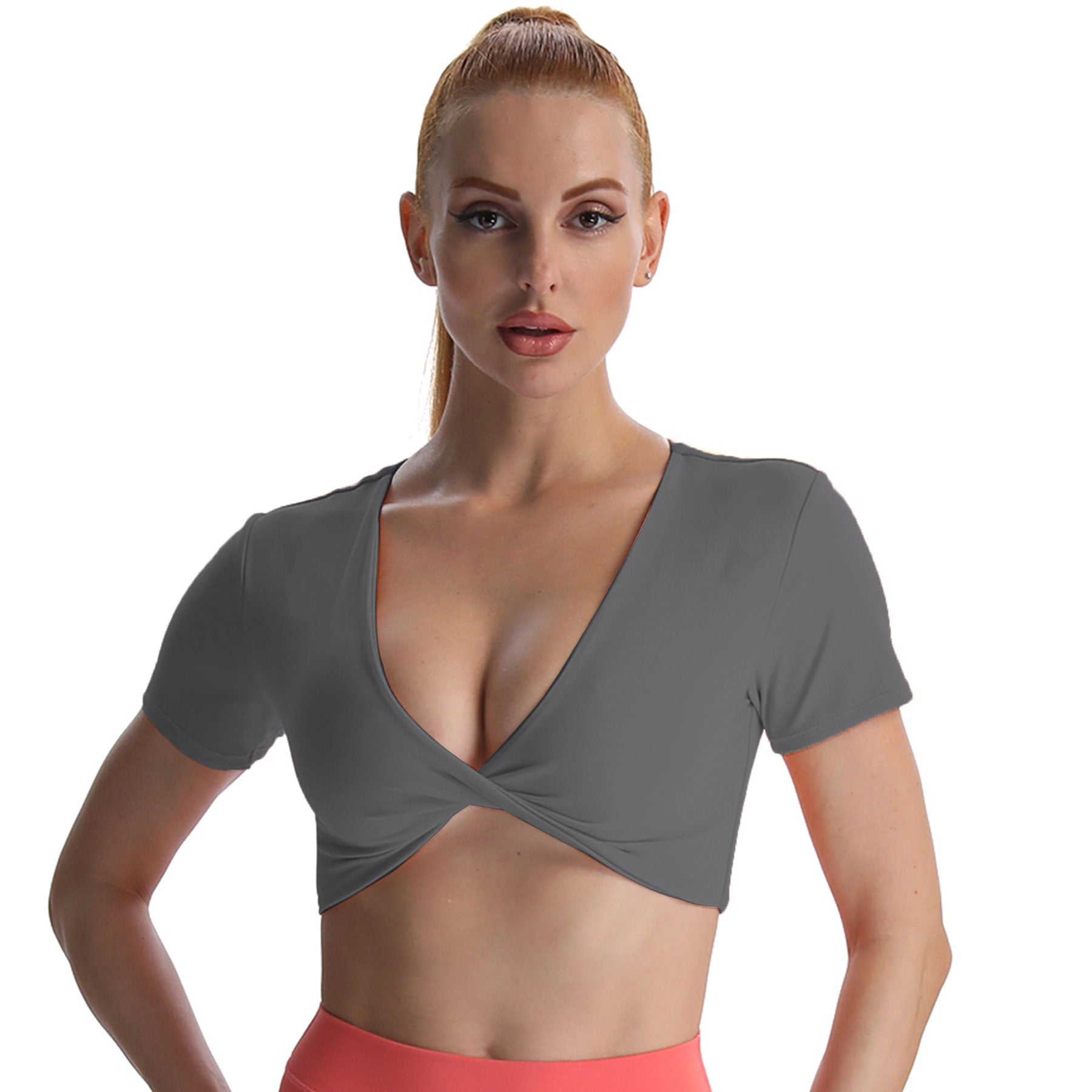 Aoxjox "Deep V Short Sleeve" Crop