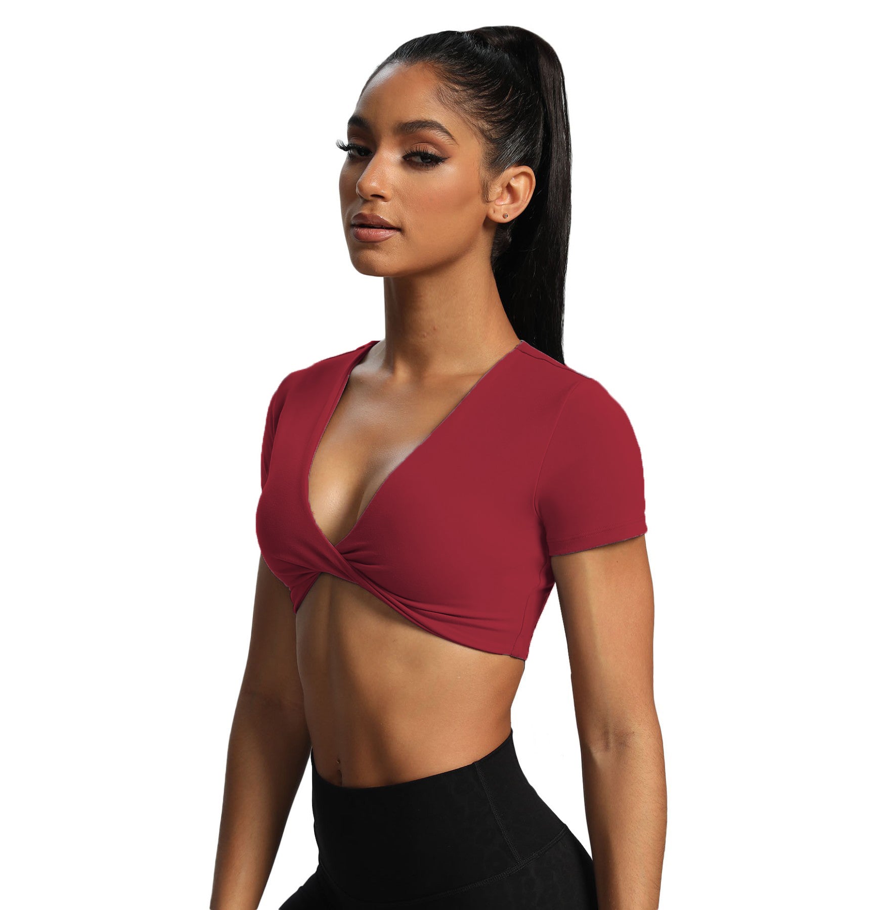 Aoxjox "Deep V Short Sleeve" Crop