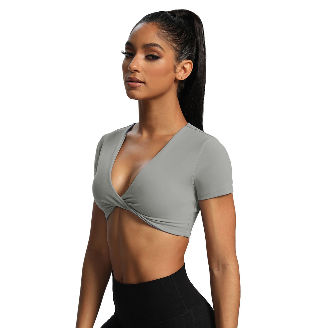 Aoxjox "Deep V Short Sleeve" Crop
