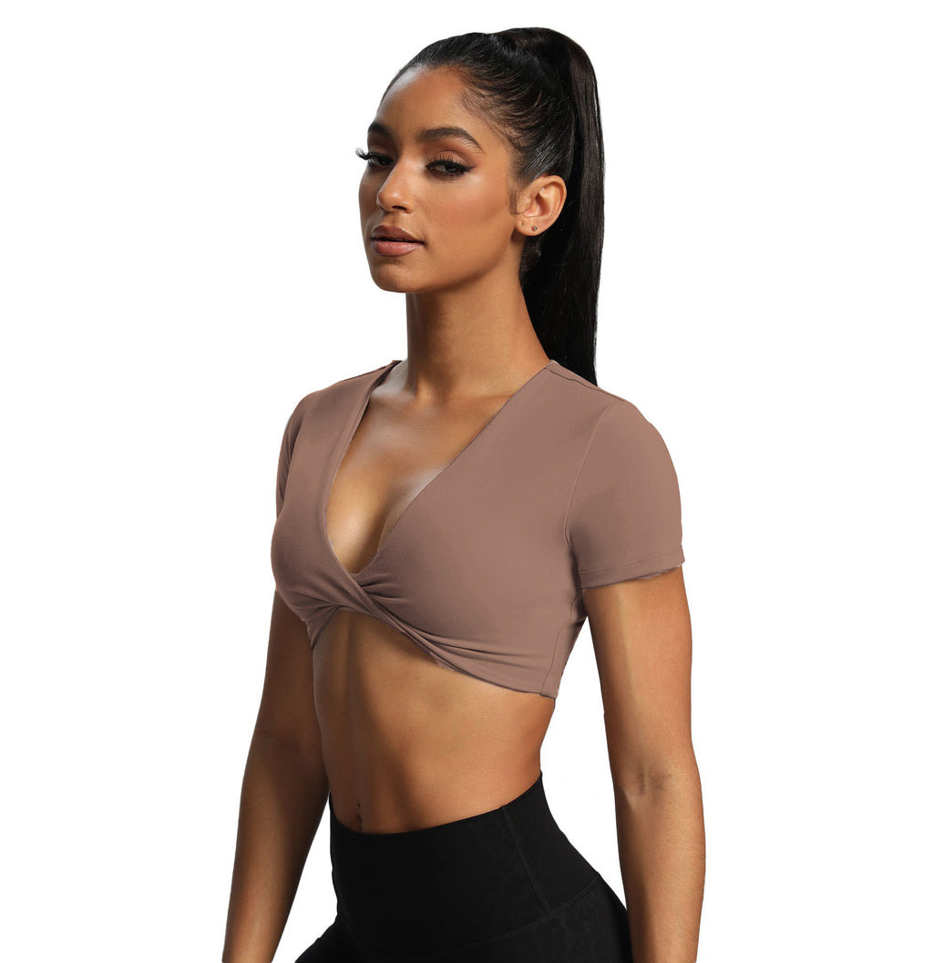 Aoxjox "Deep V Short Sleeve" Crop
