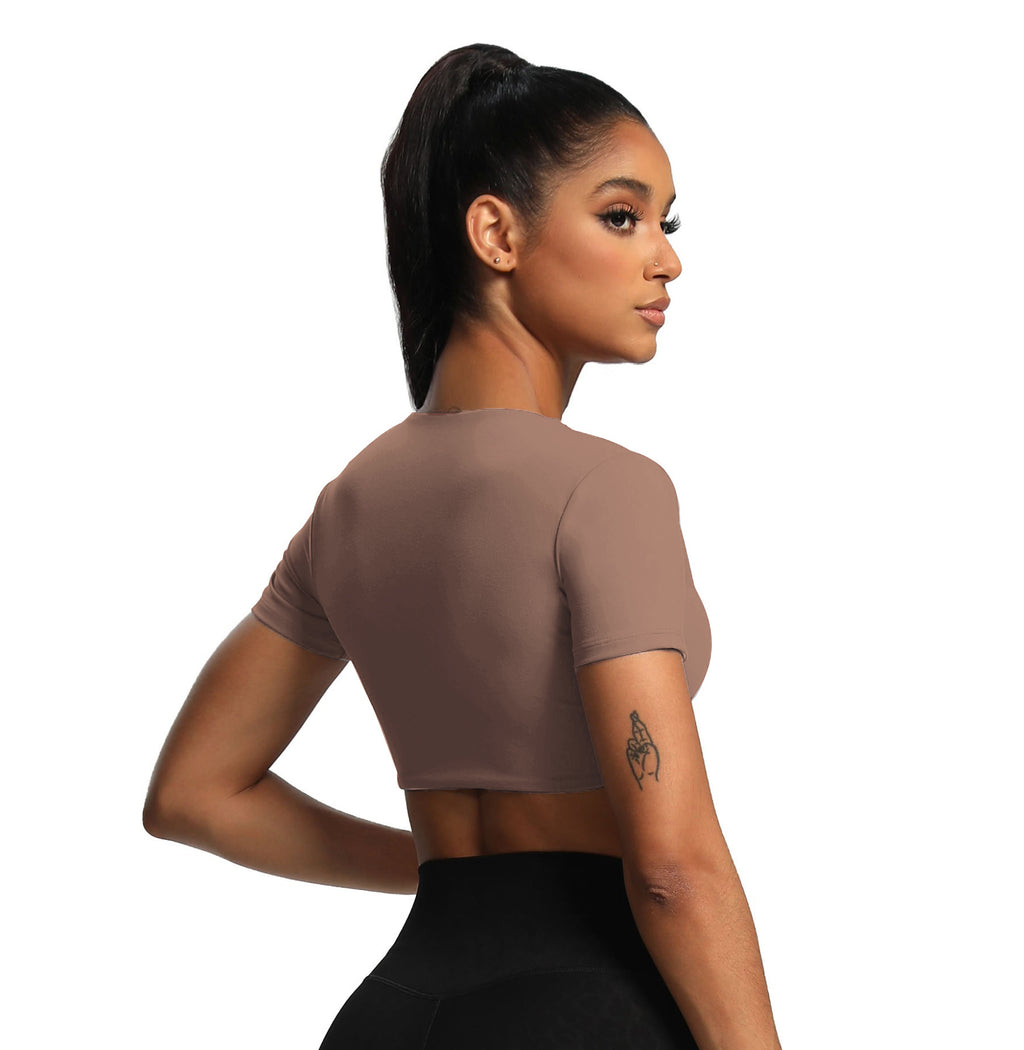 Aoxjox "Deep V Short Sleeve" Crop