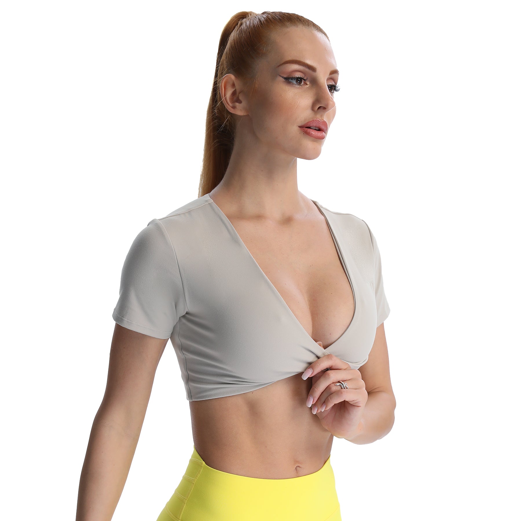 Aoxjox "Deep V Short Sleeve" Crop