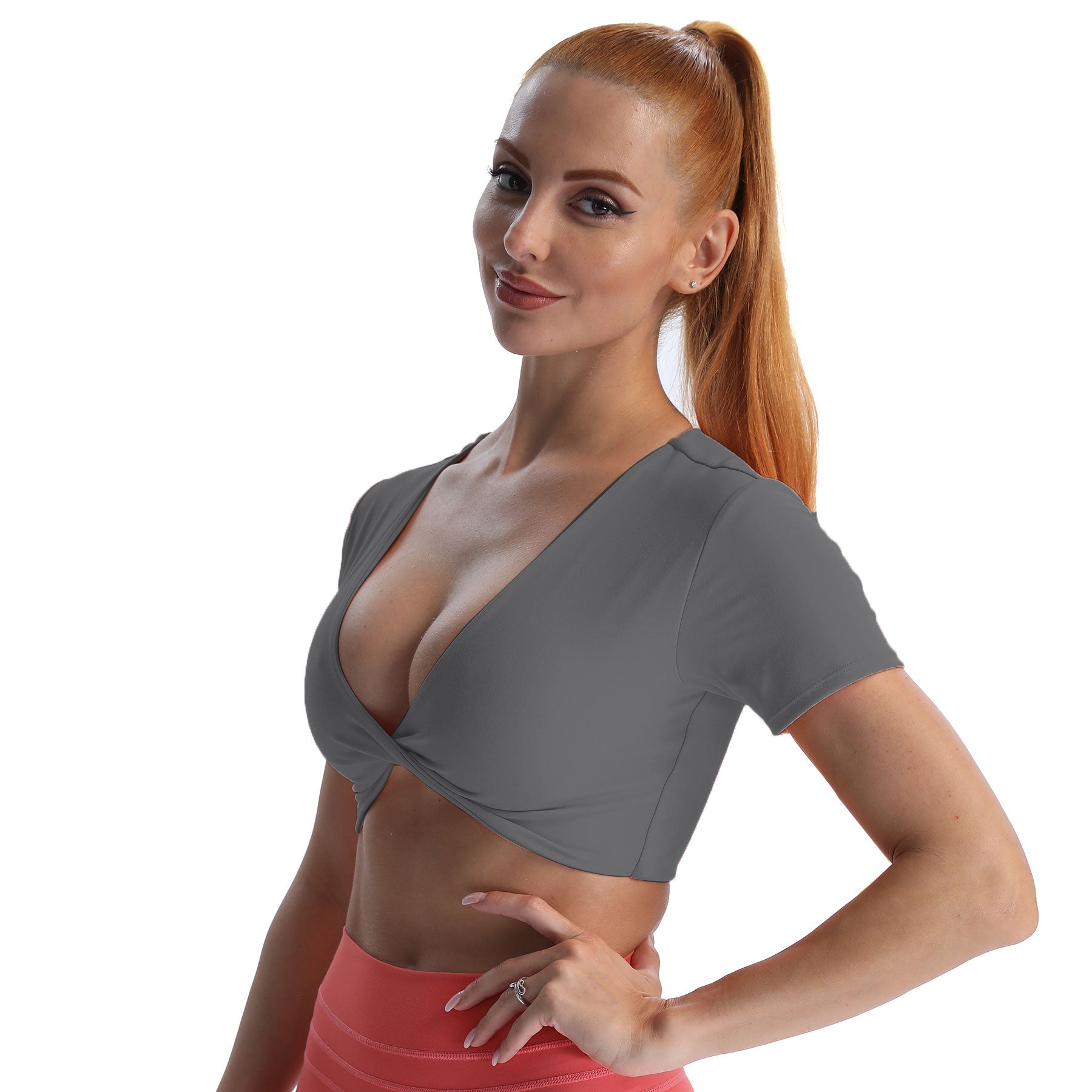 Aoxjox "Deep V Short Sleeve" Crop