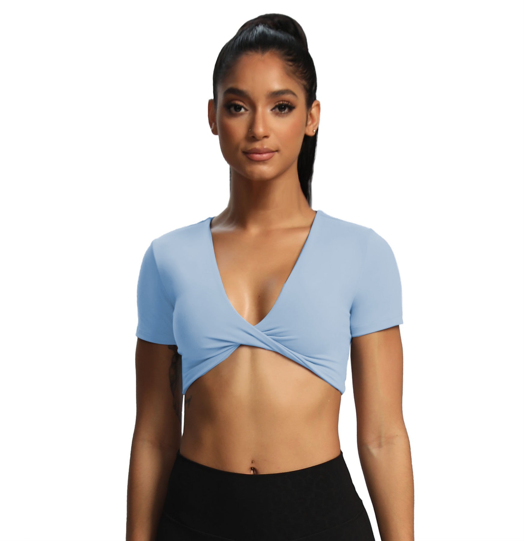 Aoxjox "Deep V Short Sleeve" Crop