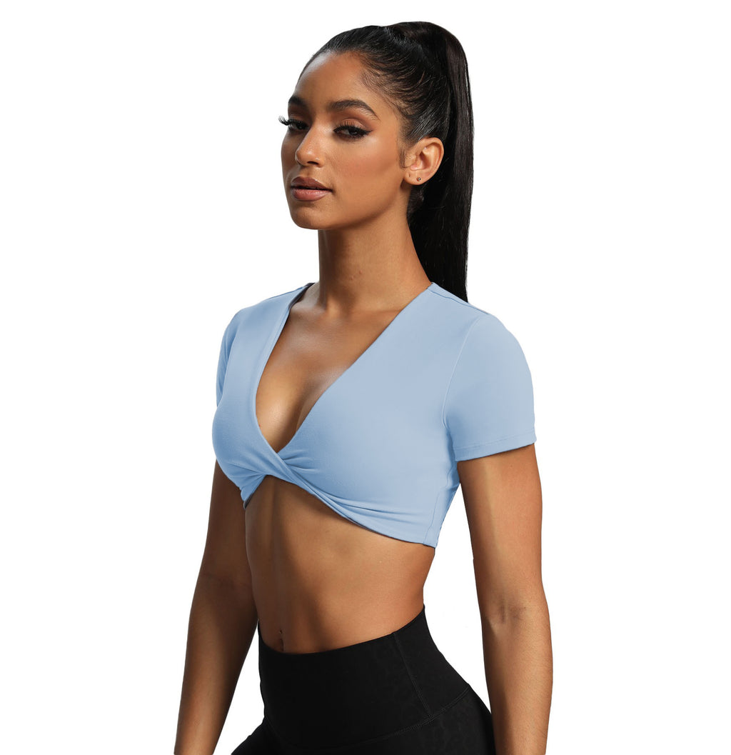 Aoxjox "Deep V Short Sleeve" Crop