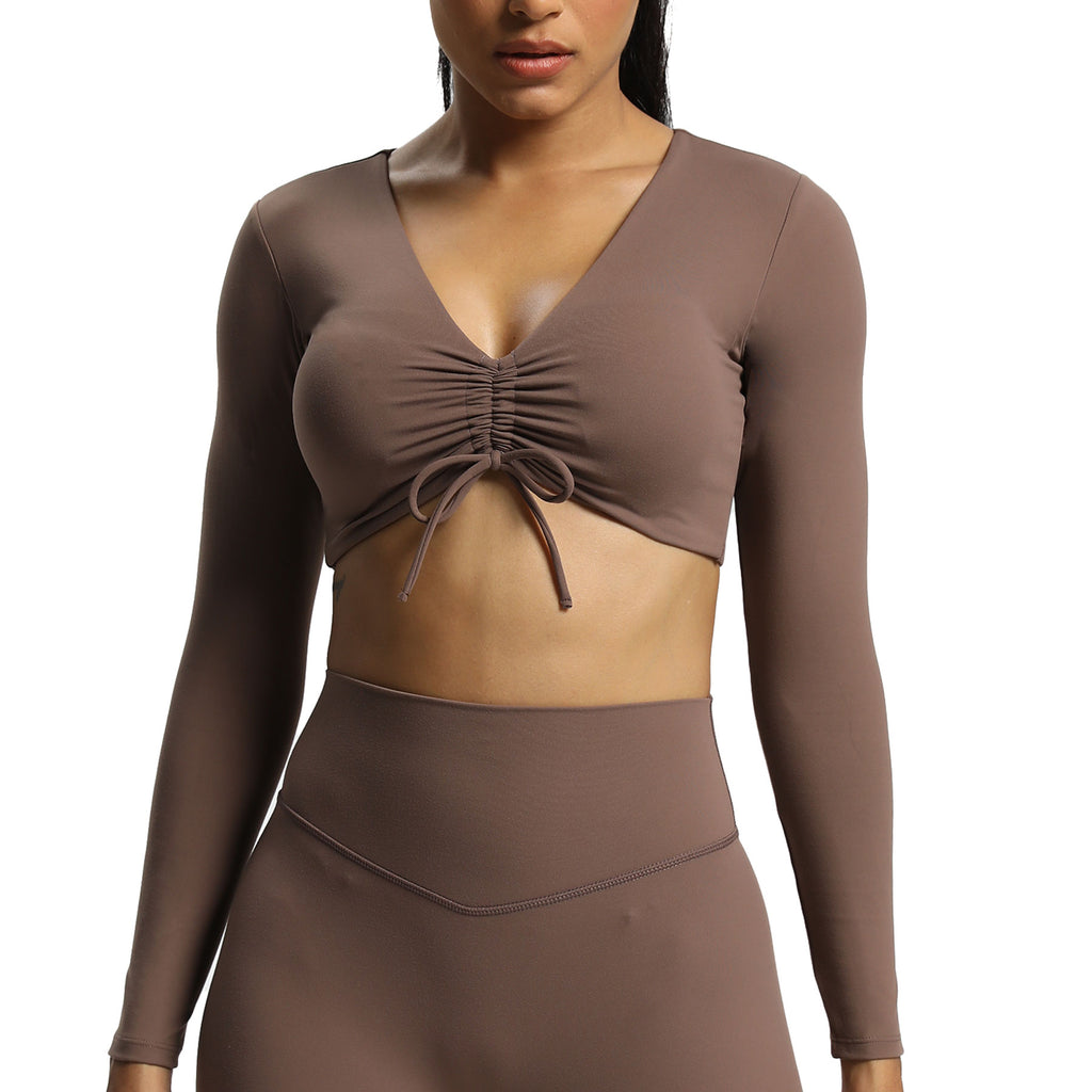 Aoxjox Betty Ruched Long-Sleeved Top