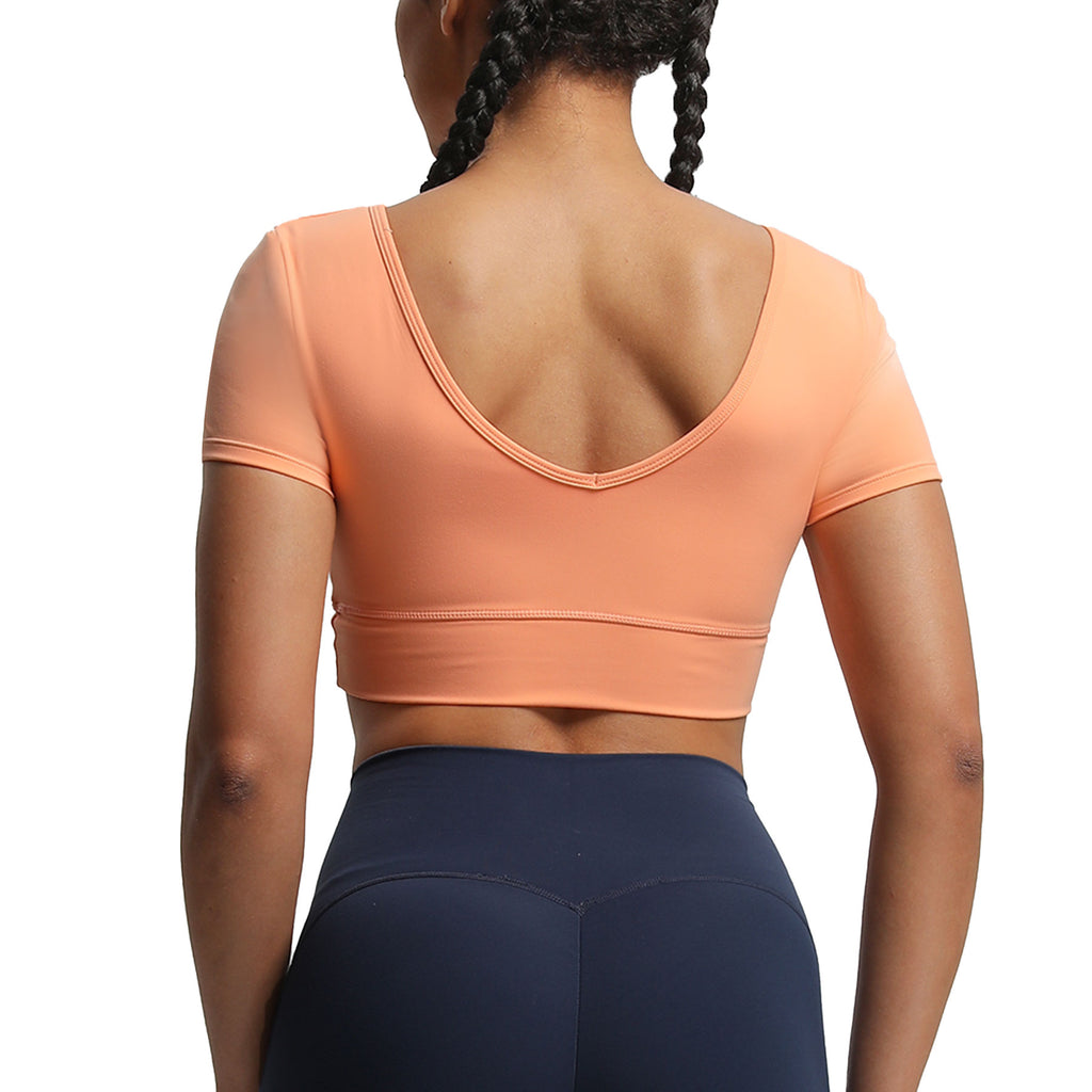 Aoxjox "Nancy"  V-Back Short-sleeved Crop Top