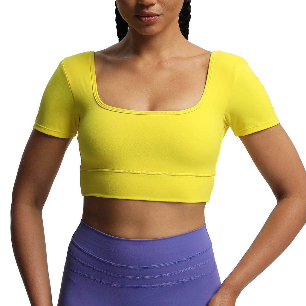 Aoxjox "Nancy"  V-Back Short-sleeved Crop Top