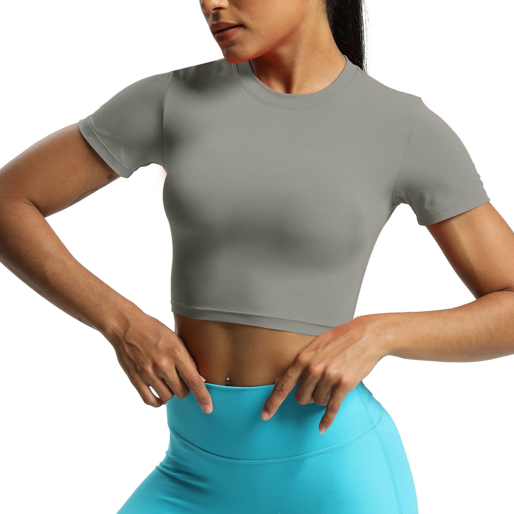 Aoxjox Short Sleeve Classic Cropped T-Shirt