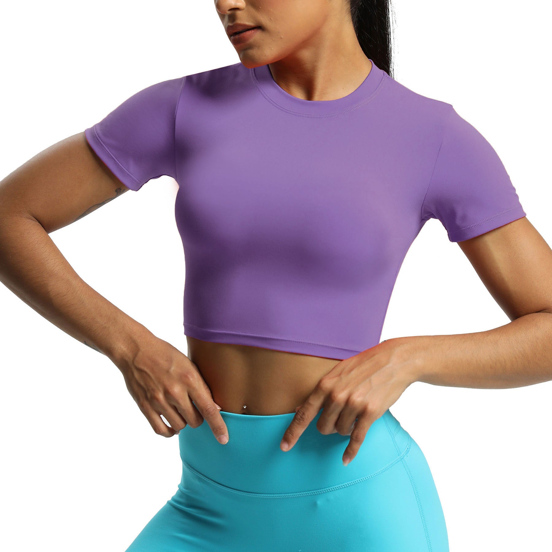 Aoxjox Short Sleeve Classic Cropped T-Shirt