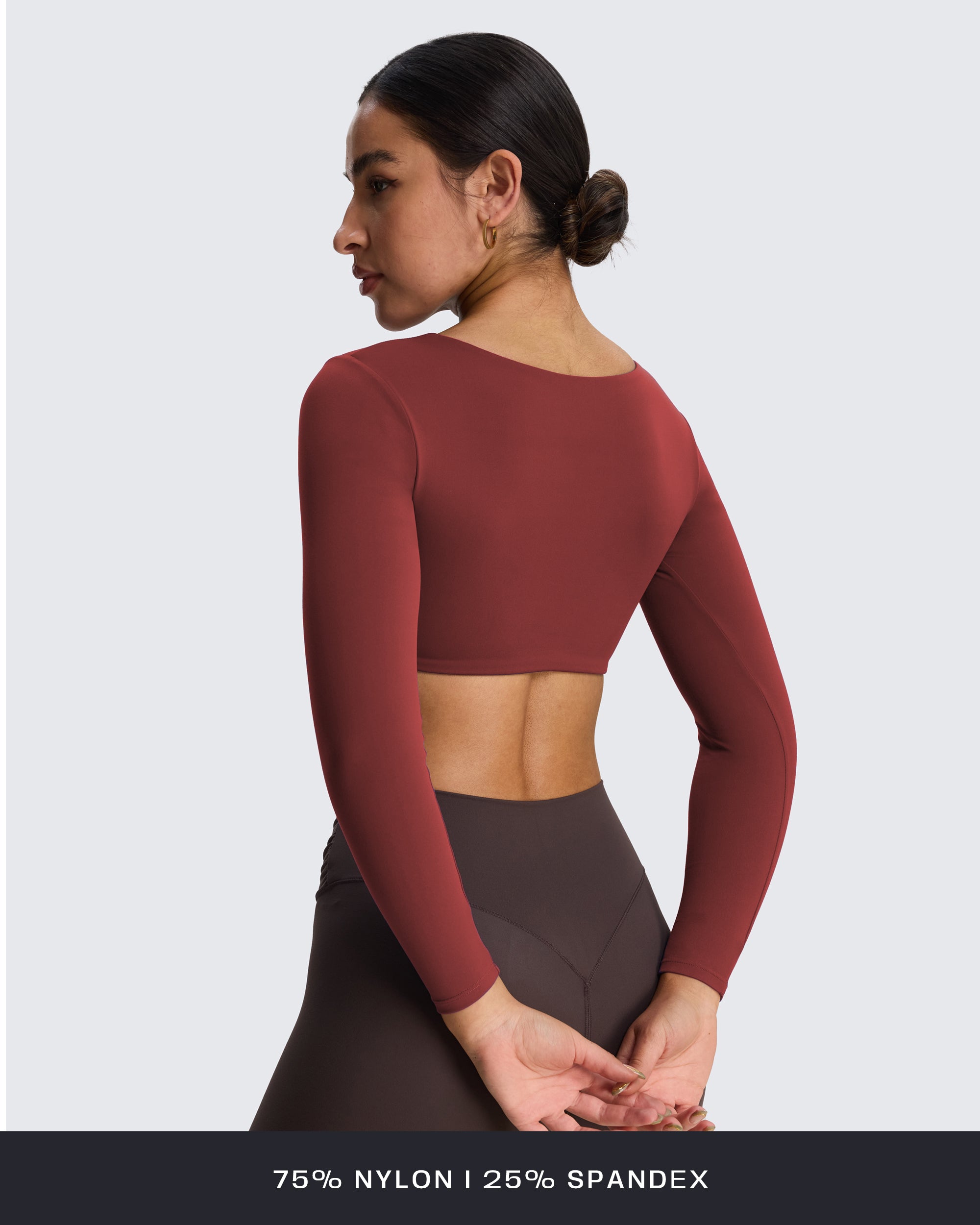 Aoxjox "Skylar" Squareneck Curved Hem Long Sleeve