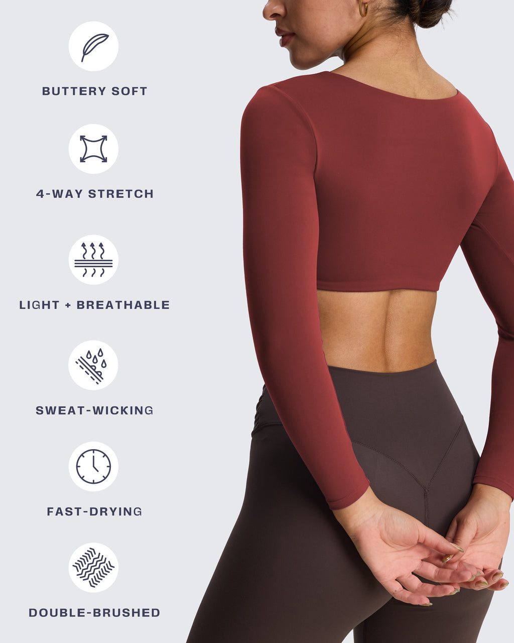 Aoxjox "Skylar" Squareneck Curved Hem Long Sleeve
