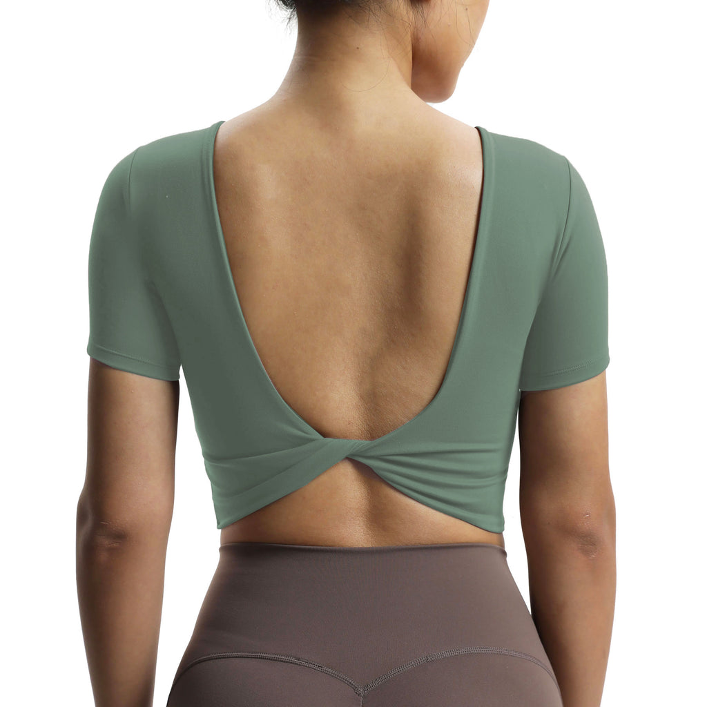 Aoxjox "Emma" Short Sleeve Twist Back Top