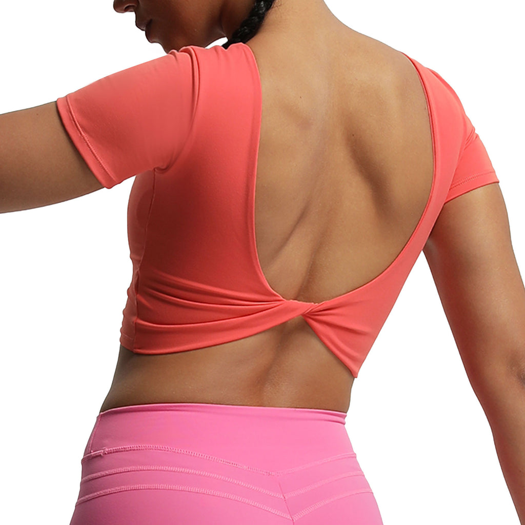 Aoxjox "Emma" Short Sleeve Twist Back Top