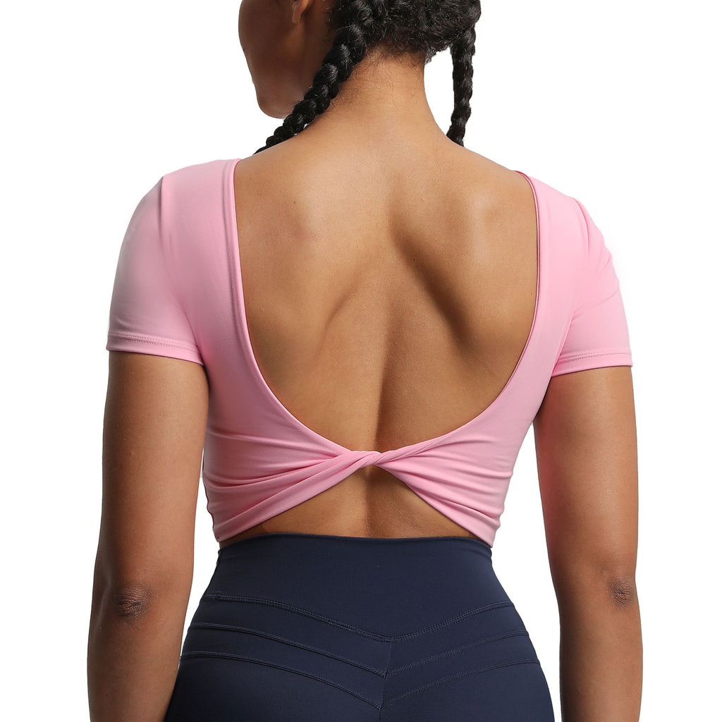 Aoxjox "Emma" Short Sleeve Twist Back Top