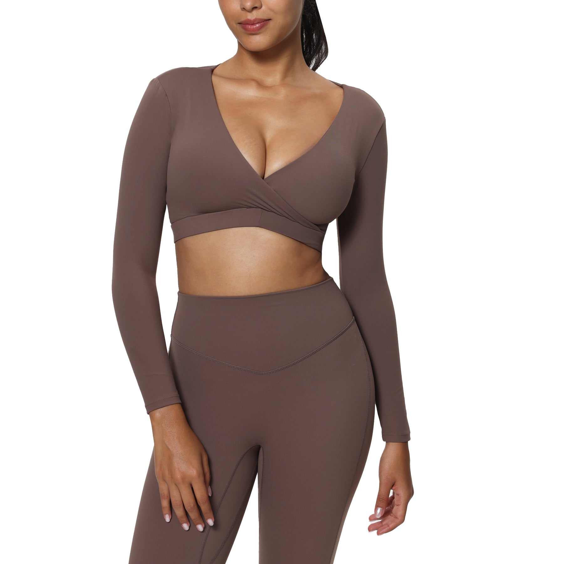 Aoxjox "Leah" Deep-V Long Sleeve Top