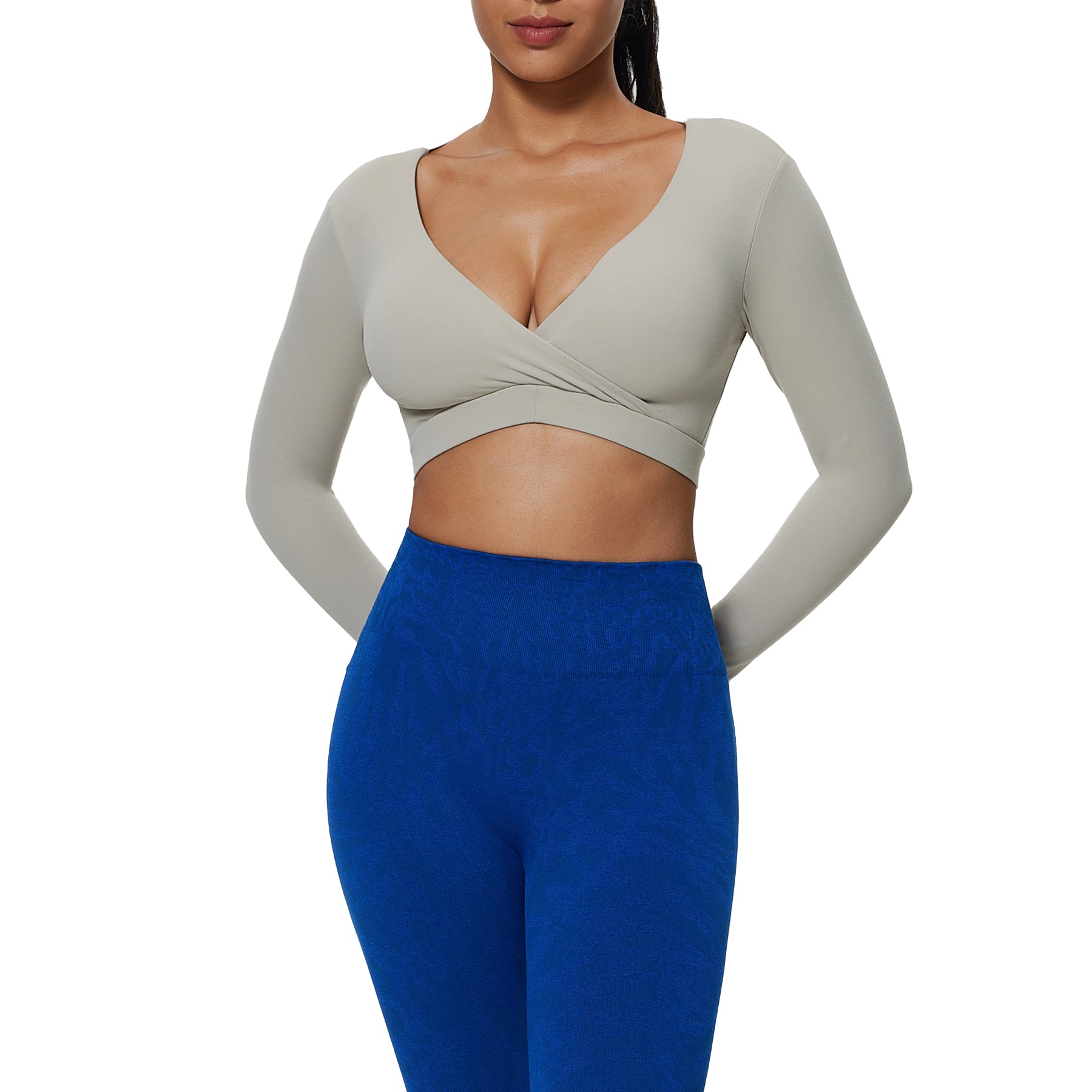 Aoxjox "Leah" Deep-V Long Sleeve Top