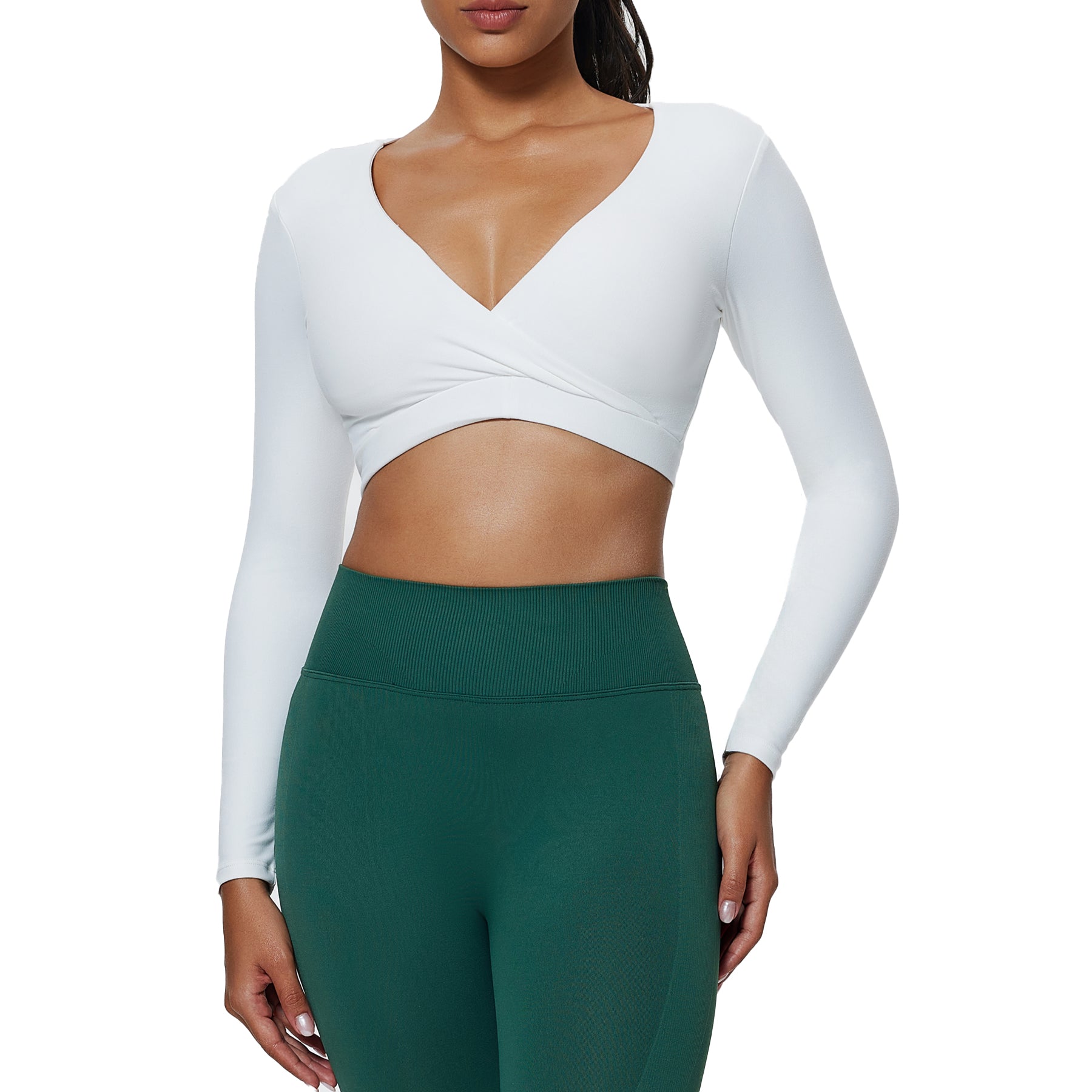 Aoxjox "Leah" Deep-V Long Sleeve Top