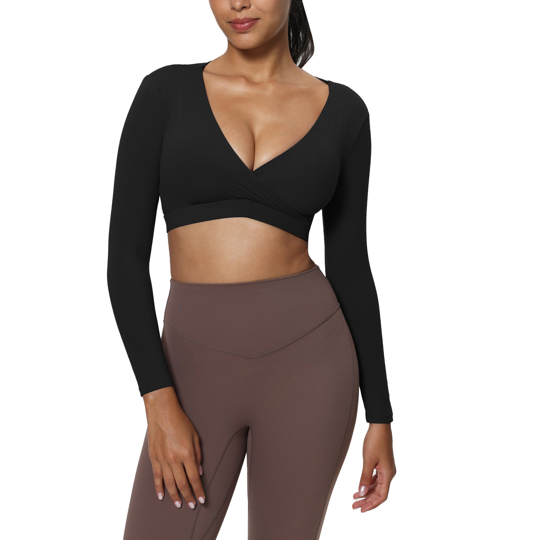 Aoxjox "Leah" Deep-V Long Sleeve Top