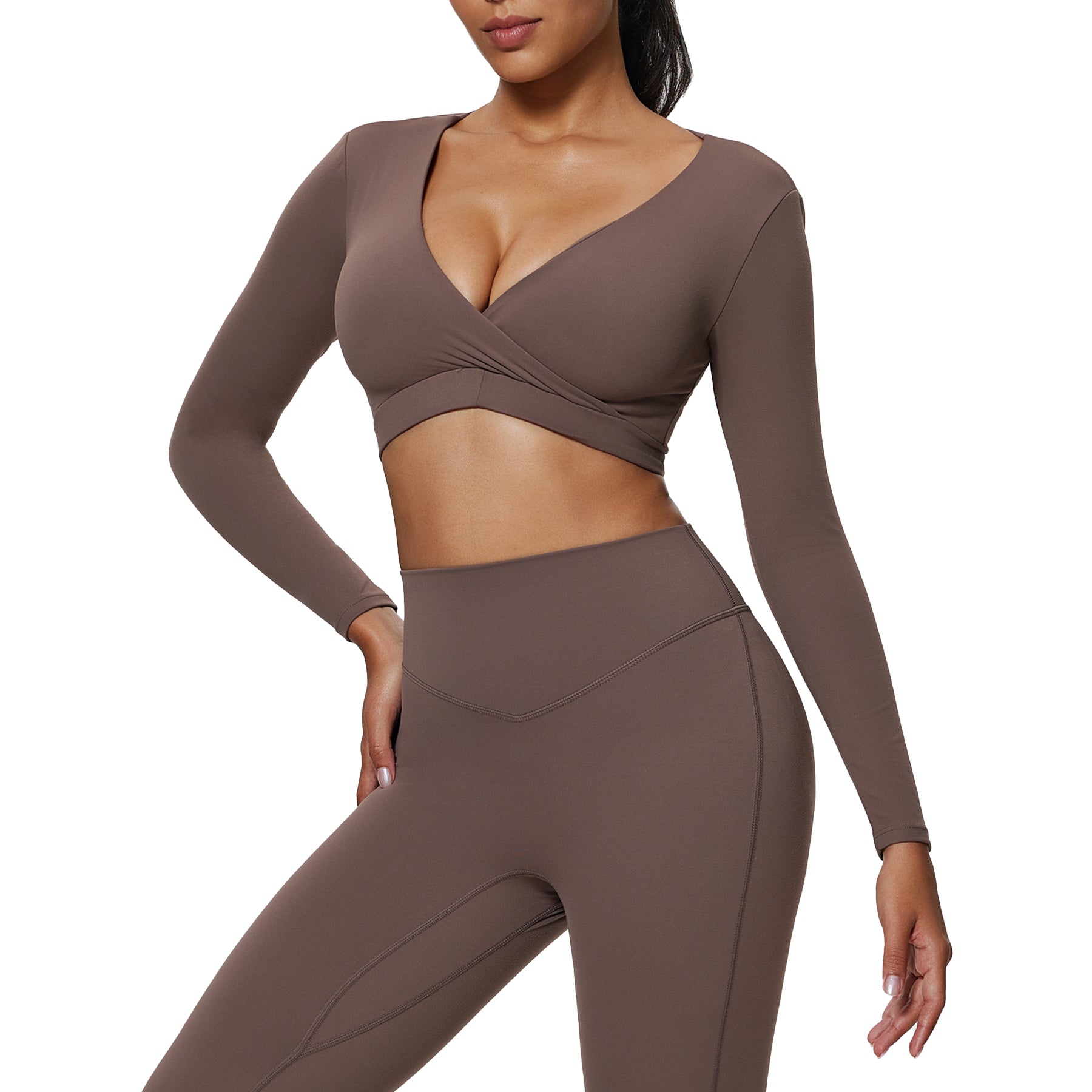 Aoxjox "Leah" Deep-V Long Sleeve Top