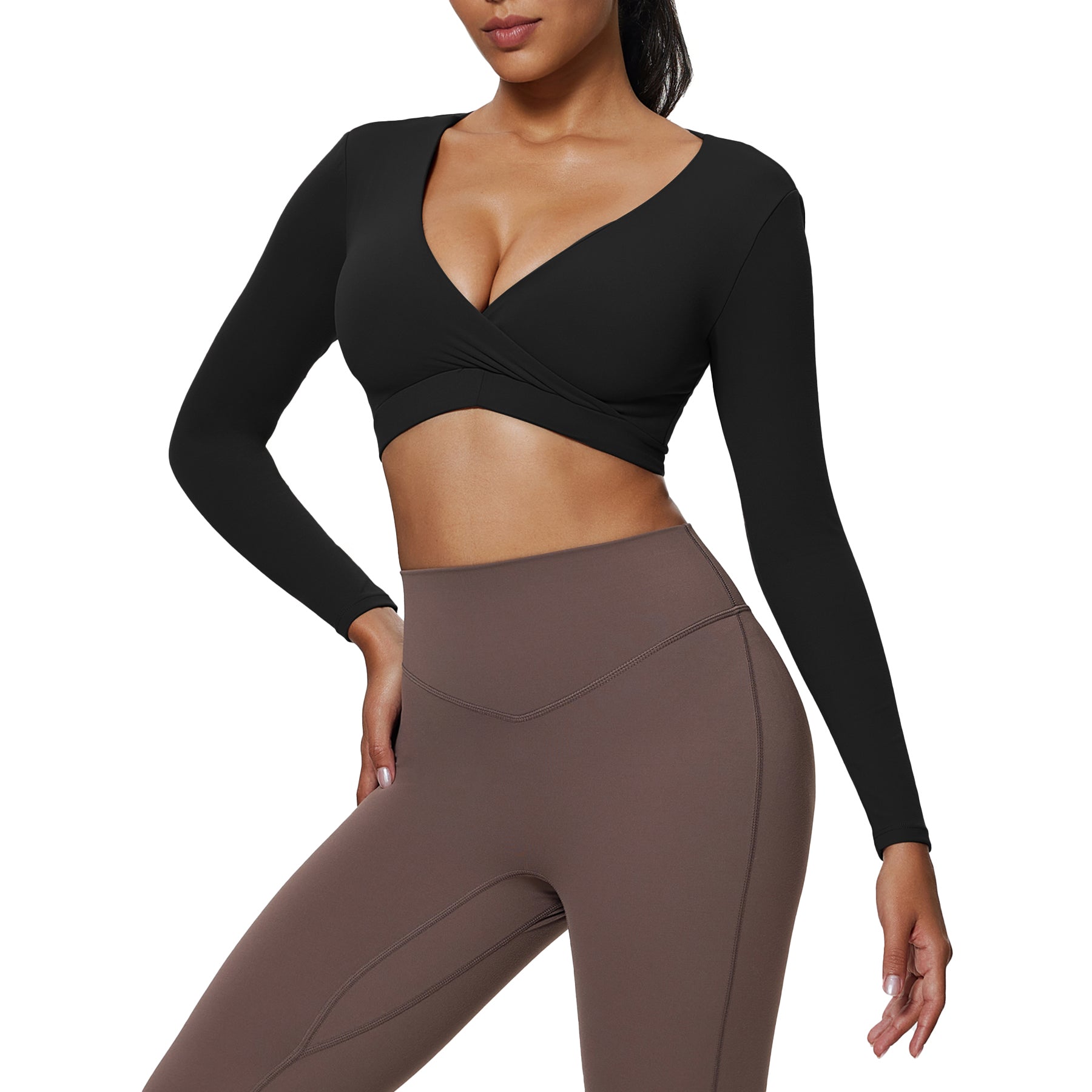 Aoxjox "Leah" Deep-V Long Sleeve Top