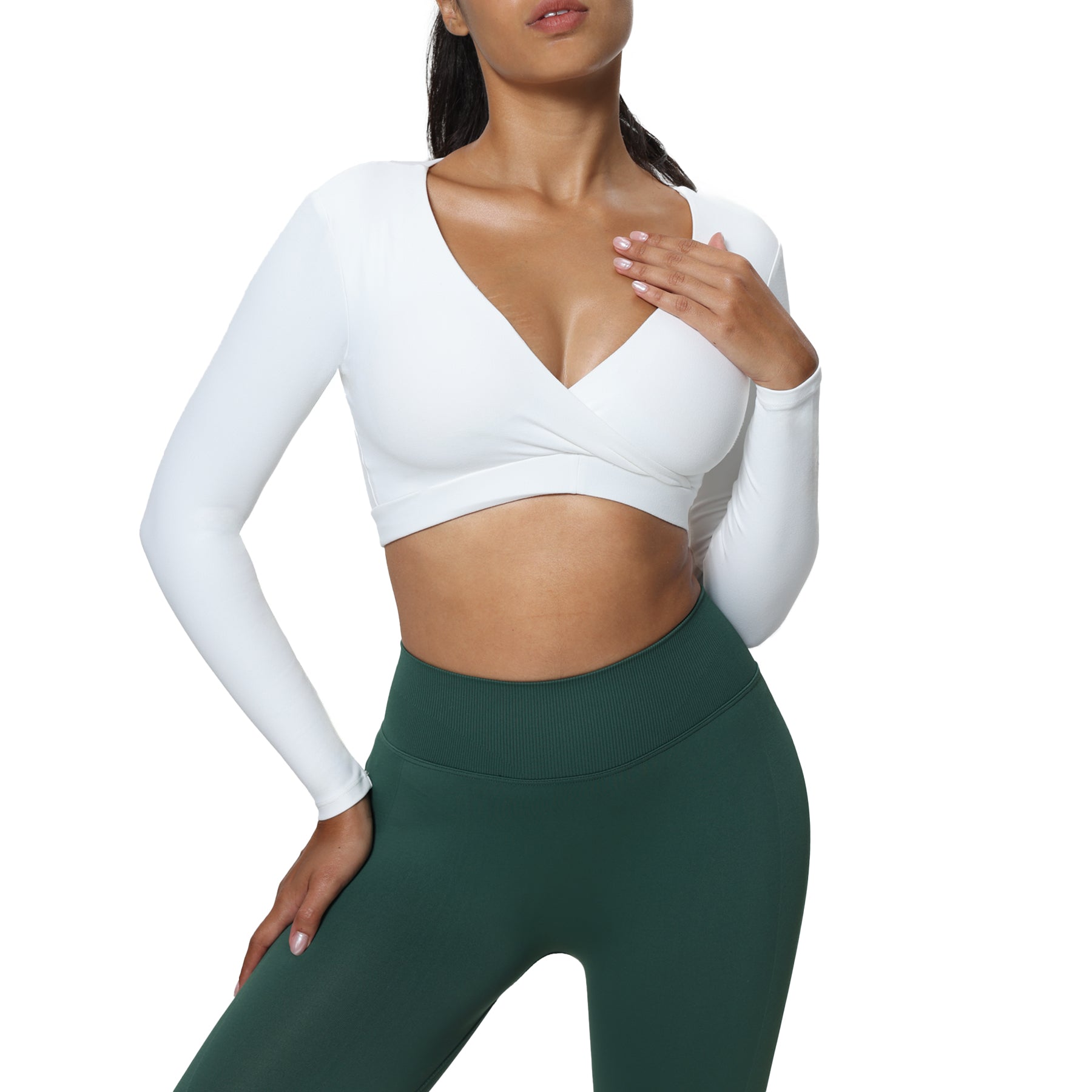 Aoxjox "Leah" Deep-V Long Sleeve Top